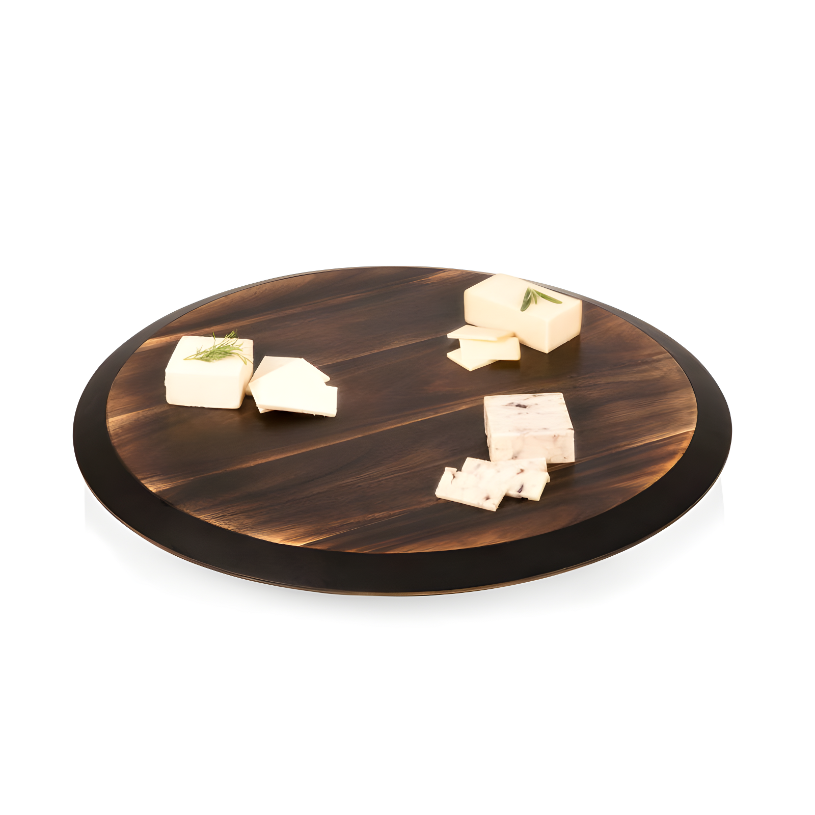 Picnic Time Lazy Susan Fire Acacia Wood Serving Tray: Round Brown Easy-To-Spin Design, 18" Diameter