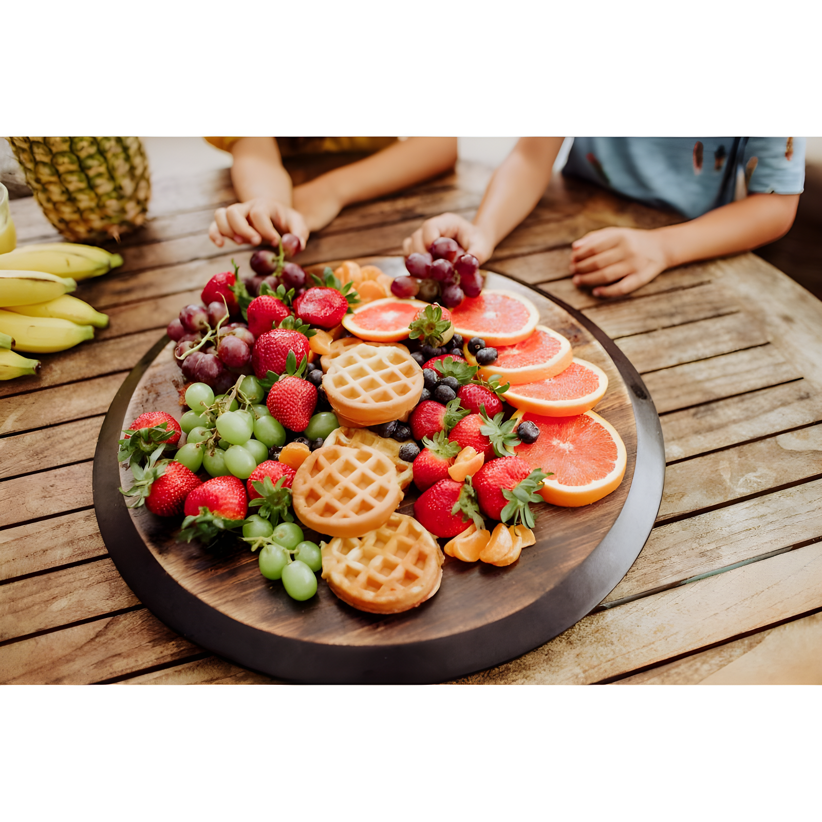 Picnic Time Lazy Susan Fire Acacia Wood Serving Tray: Round Brown Easy-To-Spin Design, 18" Diameter