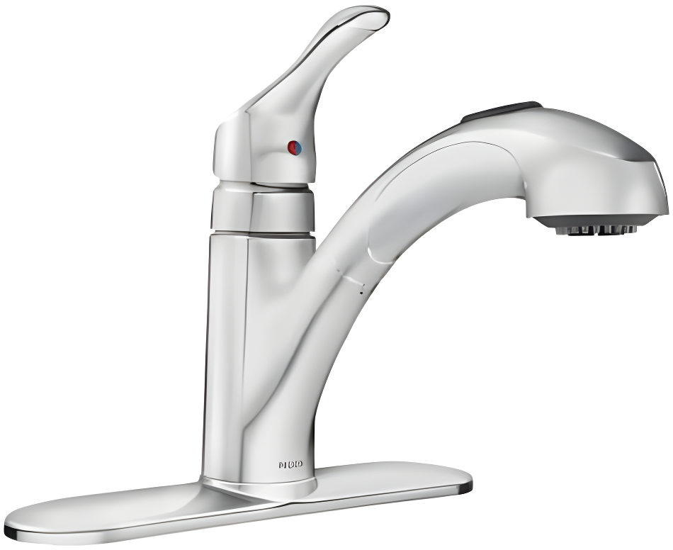 MOEN Renzo Spot Resist Stainless 9 in. H Pull Out Sprayer Kitchen Faucet with 360° Spout Swivel and PowerClean