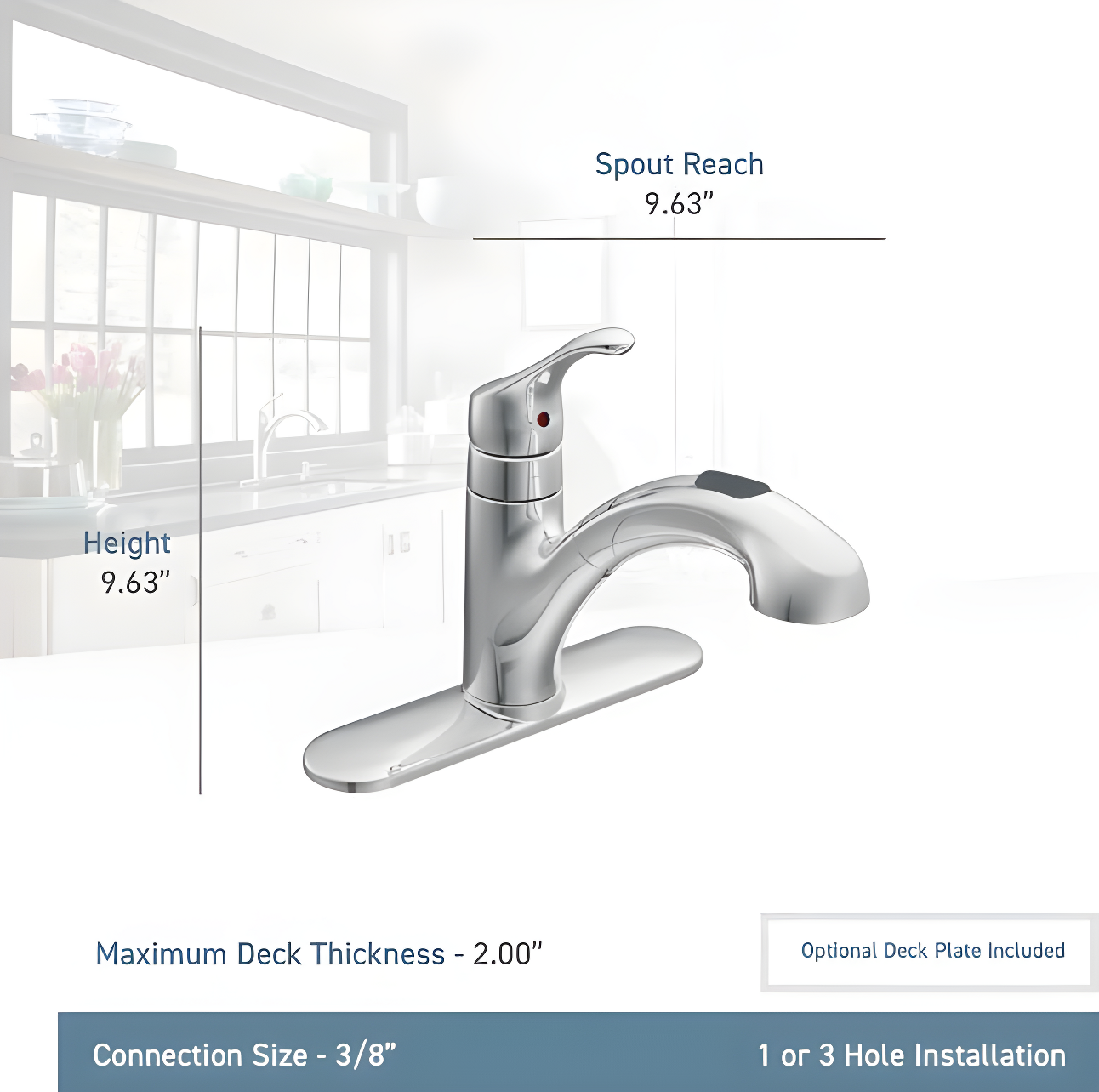 MOEN Renzo Spot Resist Stainless 9 in. H Pull Out Sprayer Kitchen Faucet with 360° Spout Swivel and PowerClean