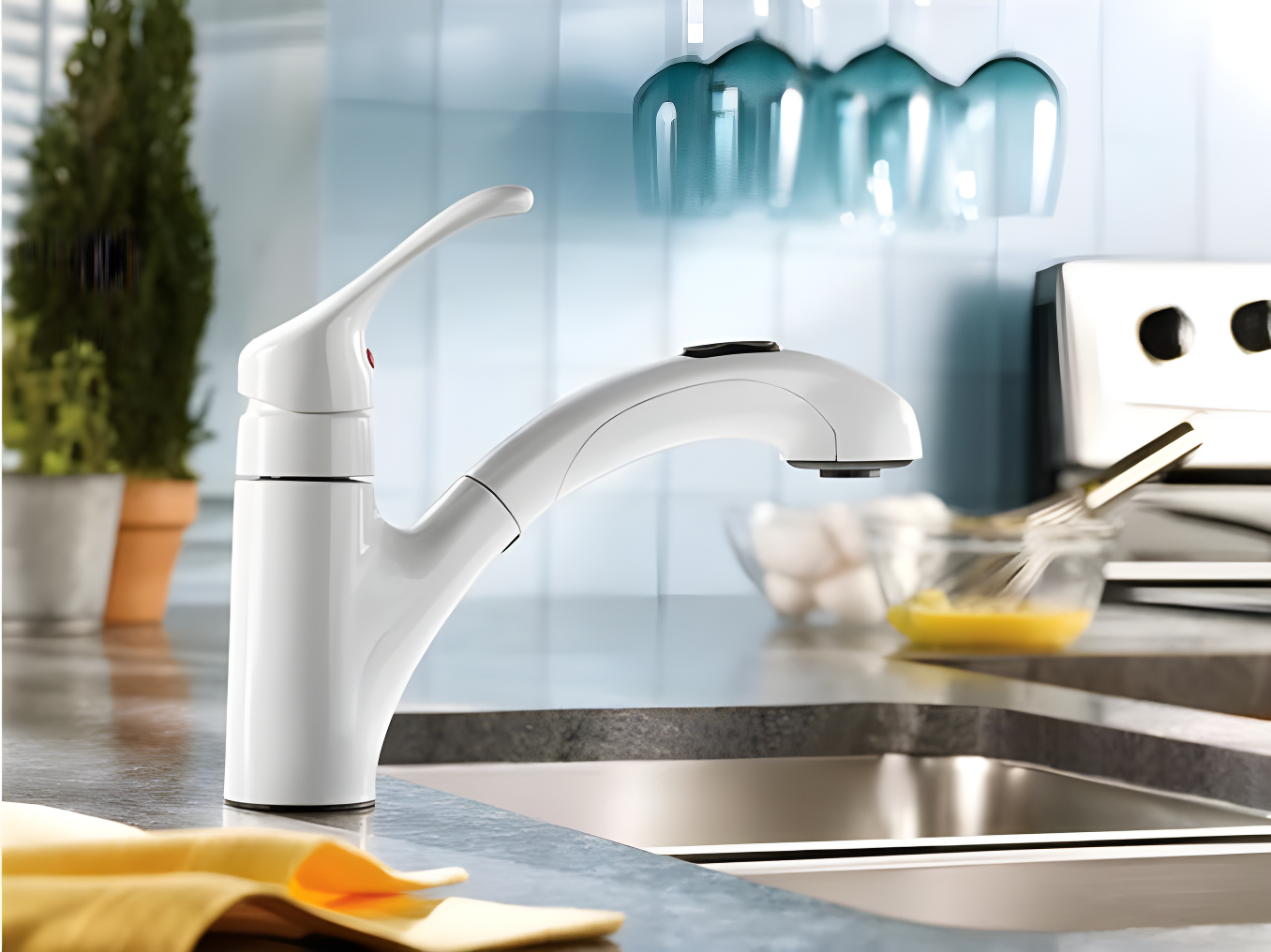 MOEN Renzo Spot Resist Stainless 9 in. H Pull Out Sprayer Kitchen Faucet with 360° Spout Swivel and PowerClean