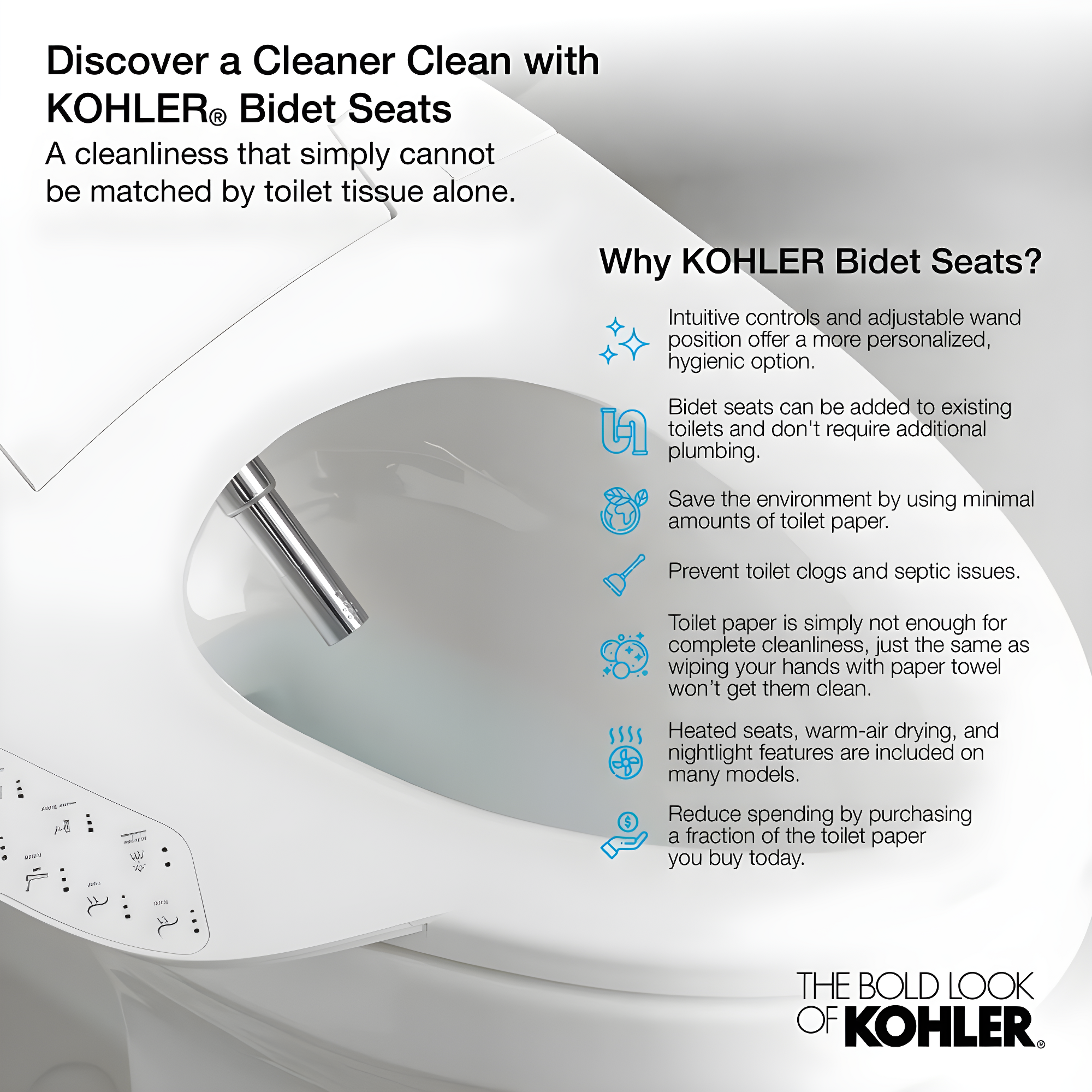 Purewash E580 Elongated Bidet Toilet Seat