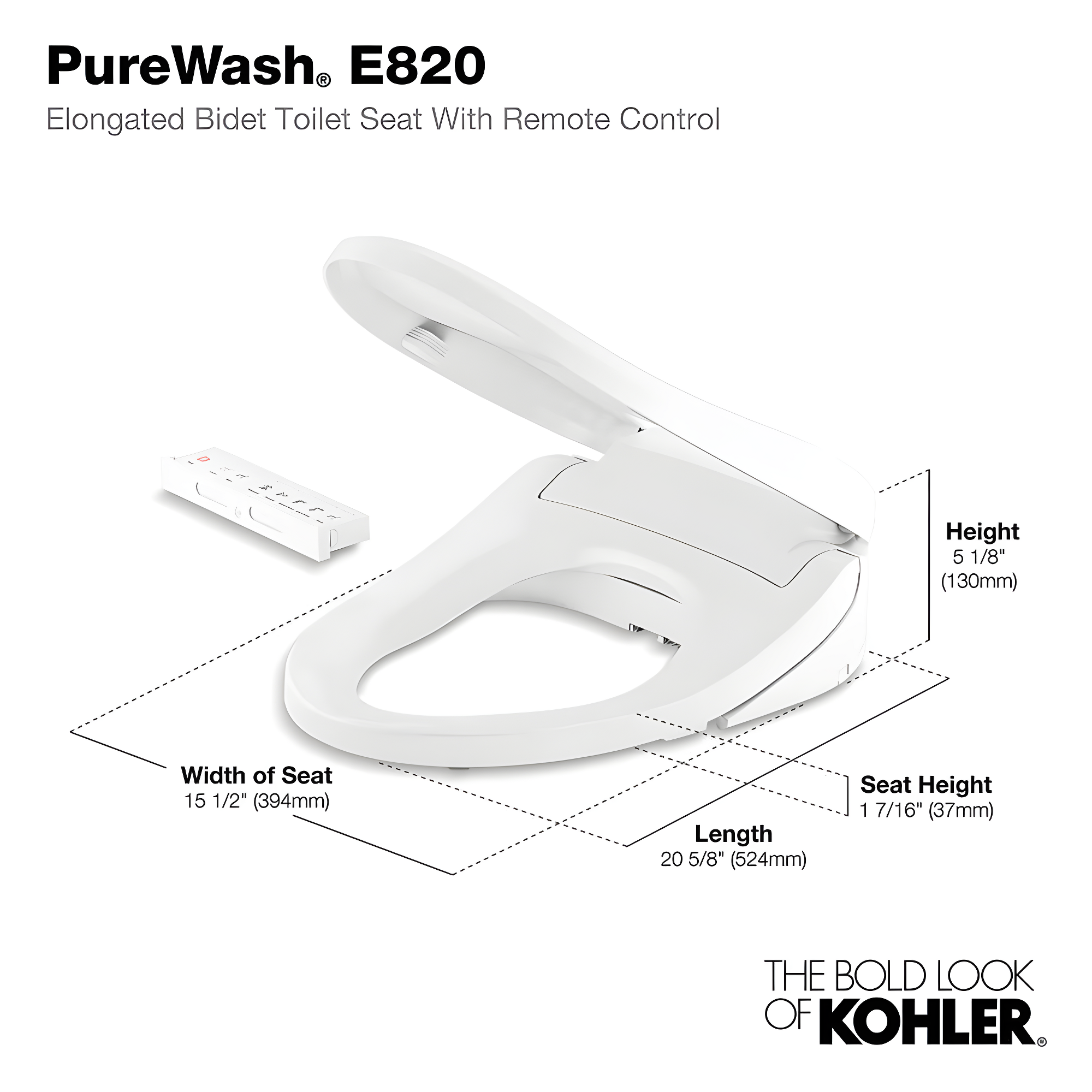 Purewash E580 Elongated Bidet Toilet Seat