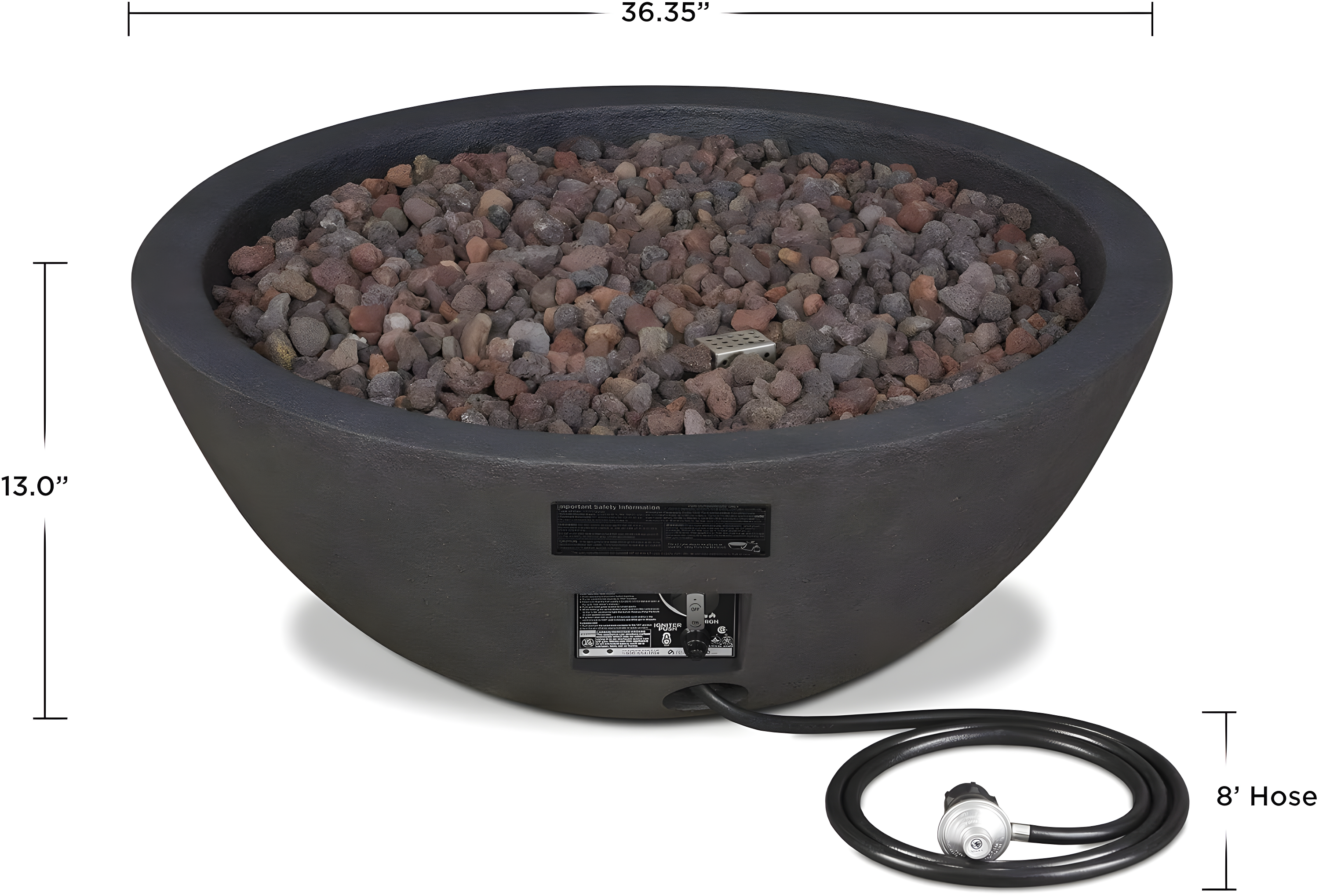 Fernanda Fire Bowl - Shale / Round