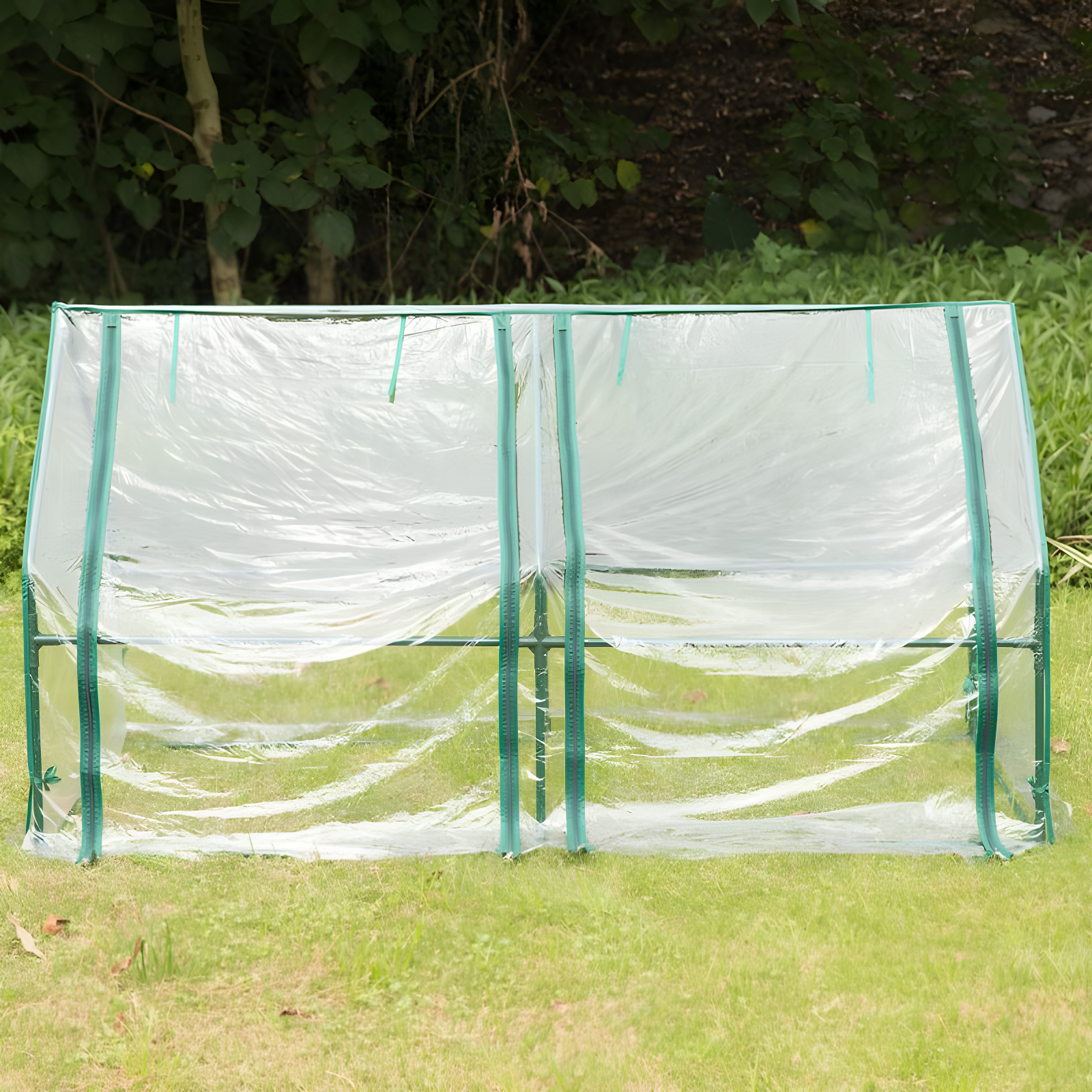 Gardenised Green Outdoor Waterproof Portable Plant Greenhouse with 2 Clear Zippered Windows, Medium