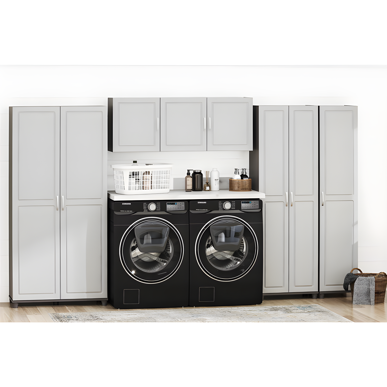 Kendall 54" Wall Cabinet, Graphite Gray/Light Gray