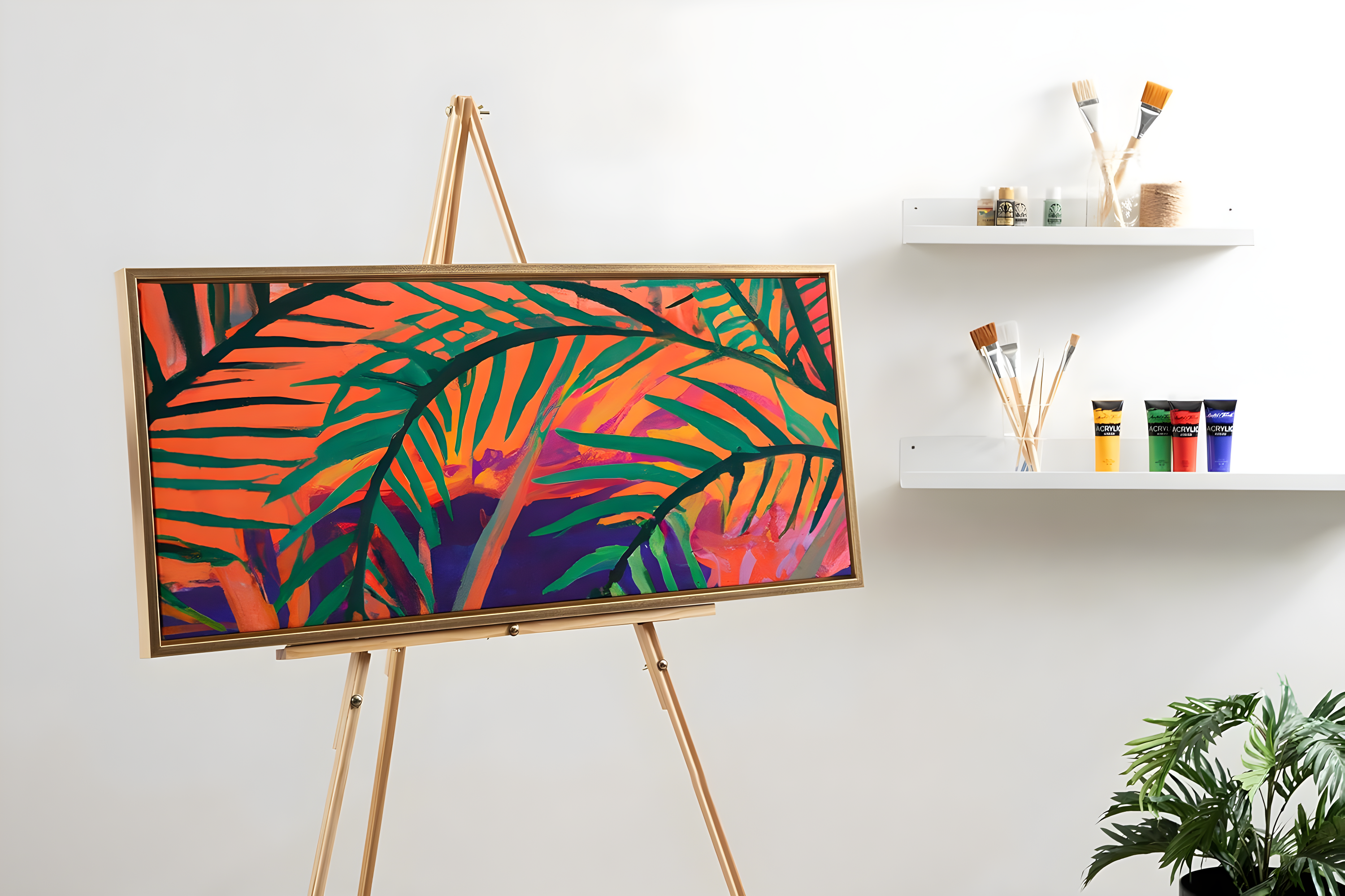 Kate and Laurel Sylvie Blank Framed Canvas 18x40