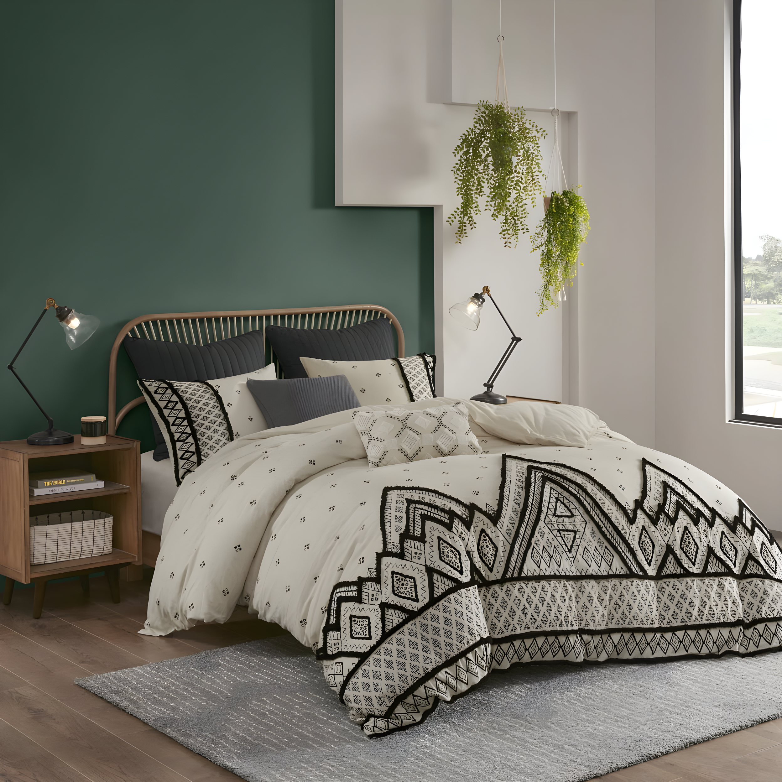 Marta 3 Piece Cotton and Flax Linen Blend Comforter Set