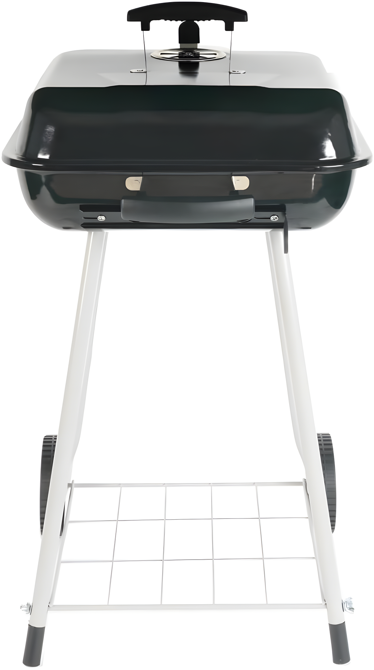 Large Black Steel Charcoal Grill with Wheels and Smoker