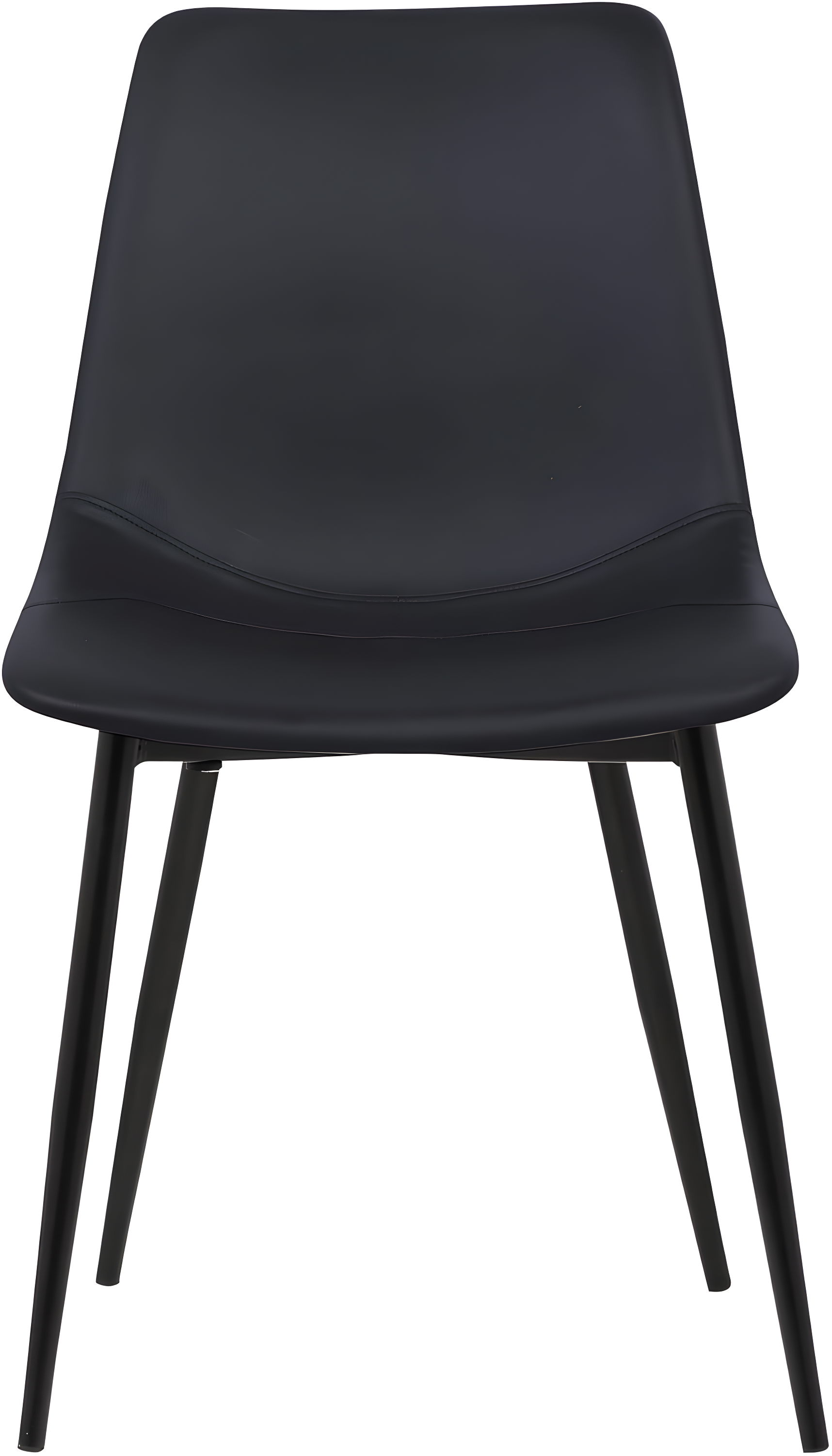 Armen Living Monte Mid Century Modern Dining Accent Chair for Table Kitchen Desk Vanity in Black Faux Leather with Black Metal Legs