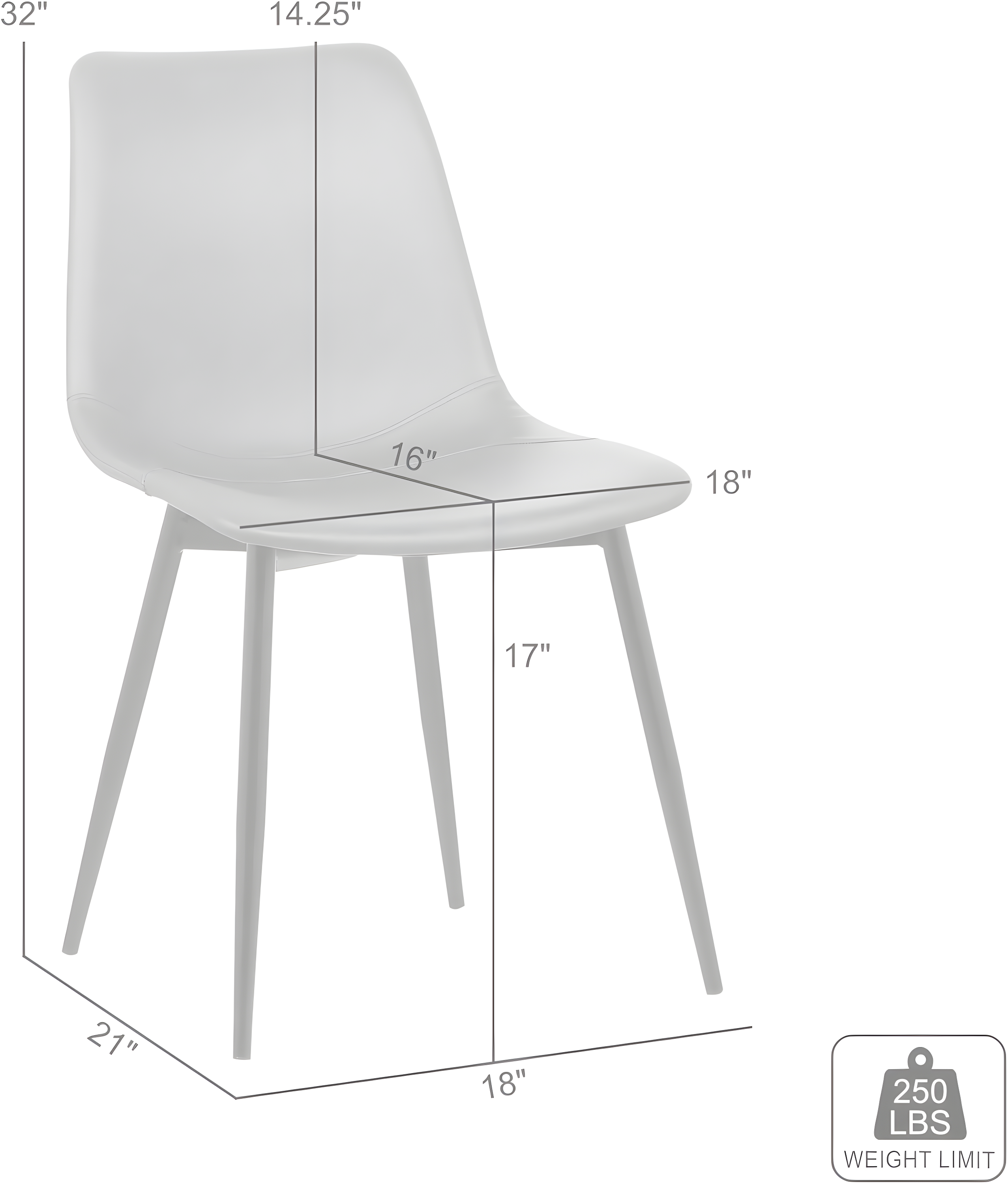 Armen Living Monte Mid Century Modern Dining Accent Chair for Table Kitchen Desk Vanity in Black Faux Leather with Black Metal Legs