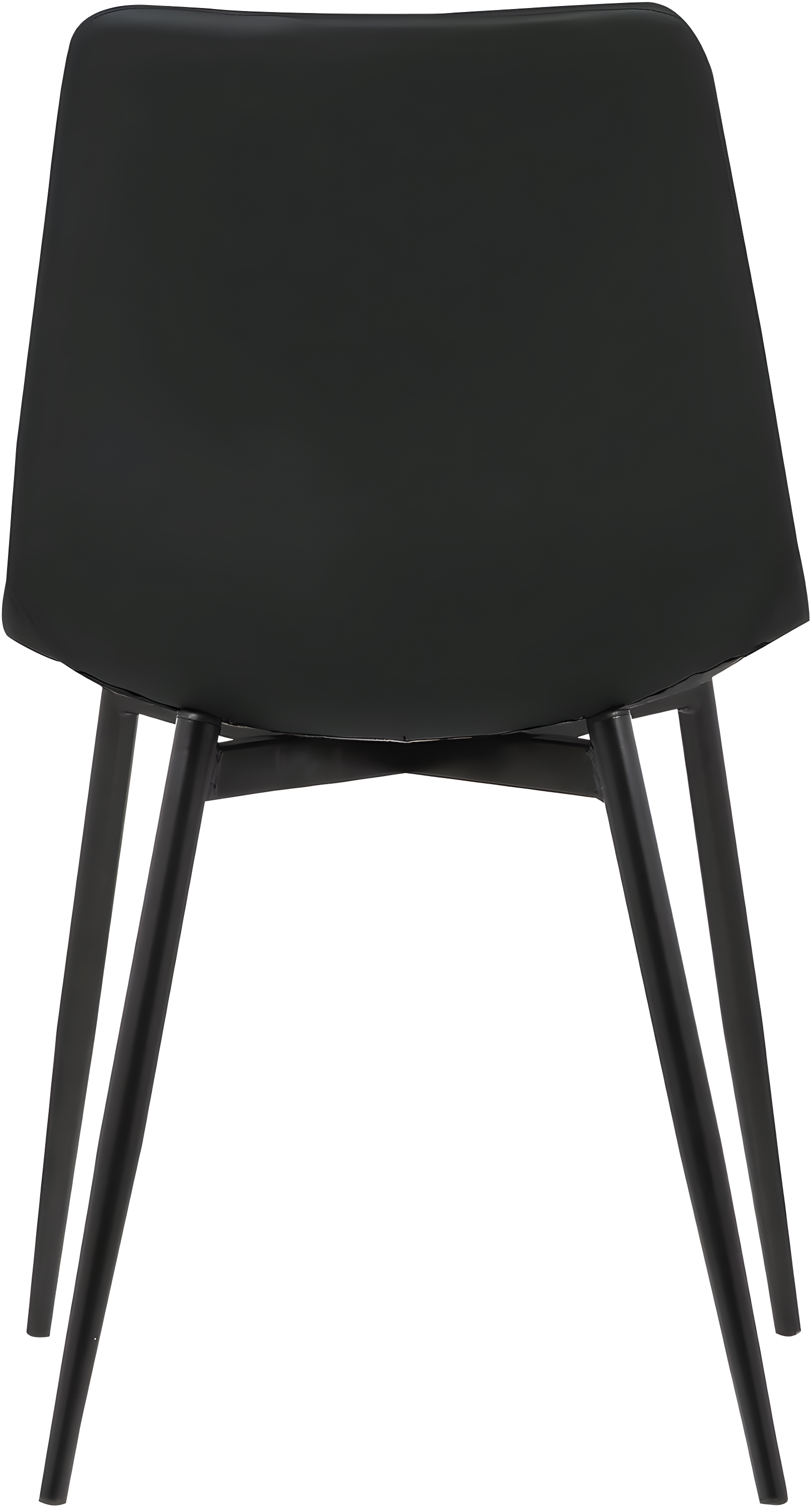 Armen Living Monte Mid Century Modern Dining Accent Chair for Table Kitchen Desk Vanity in Black Faux Leather with Black Metal Legs