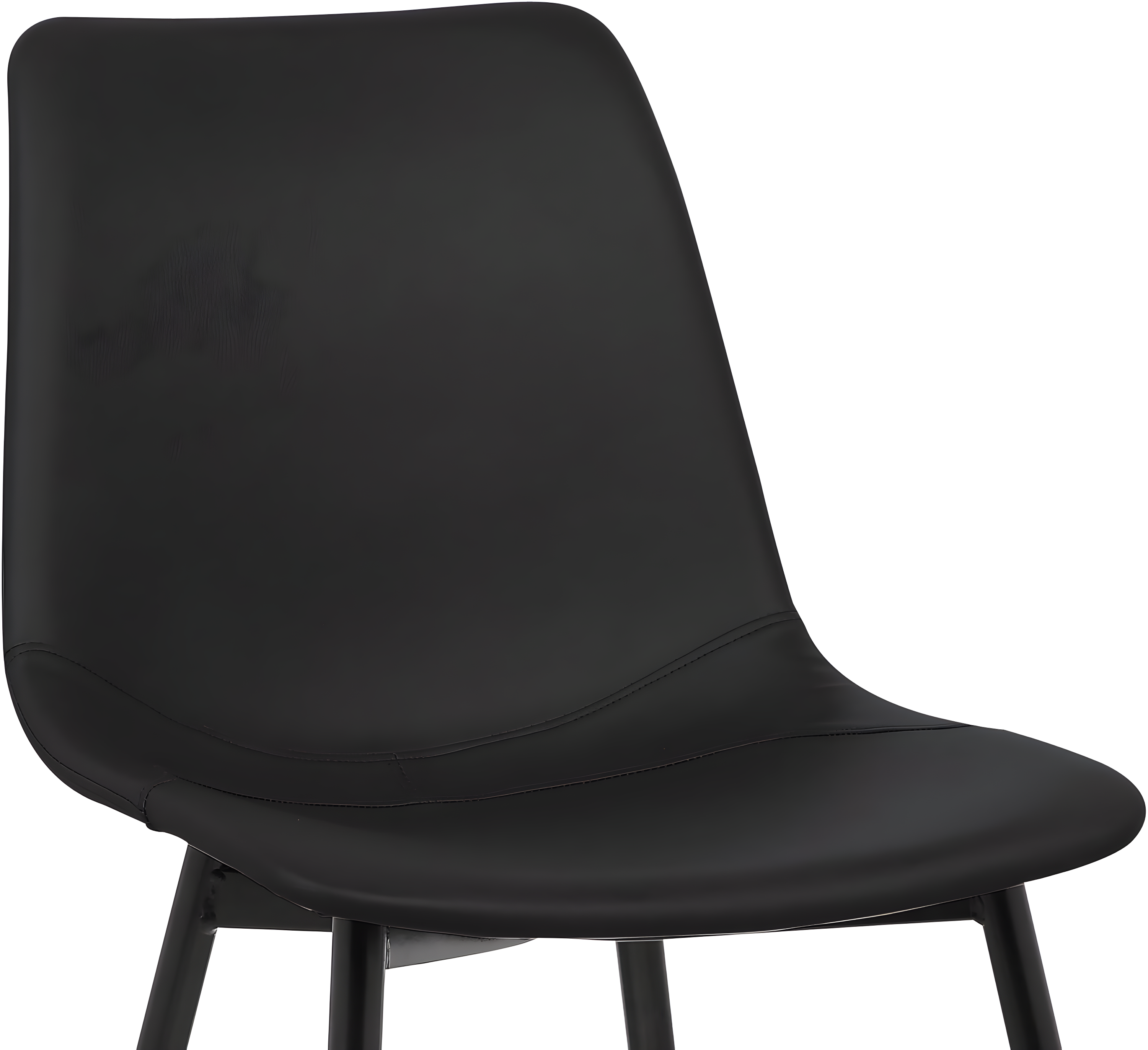 Armen Living Monte Mid Century Modern Dining Accent Chair for Table Kitchen Desk Vanity in Black Faux Leather with Black Metal Legs