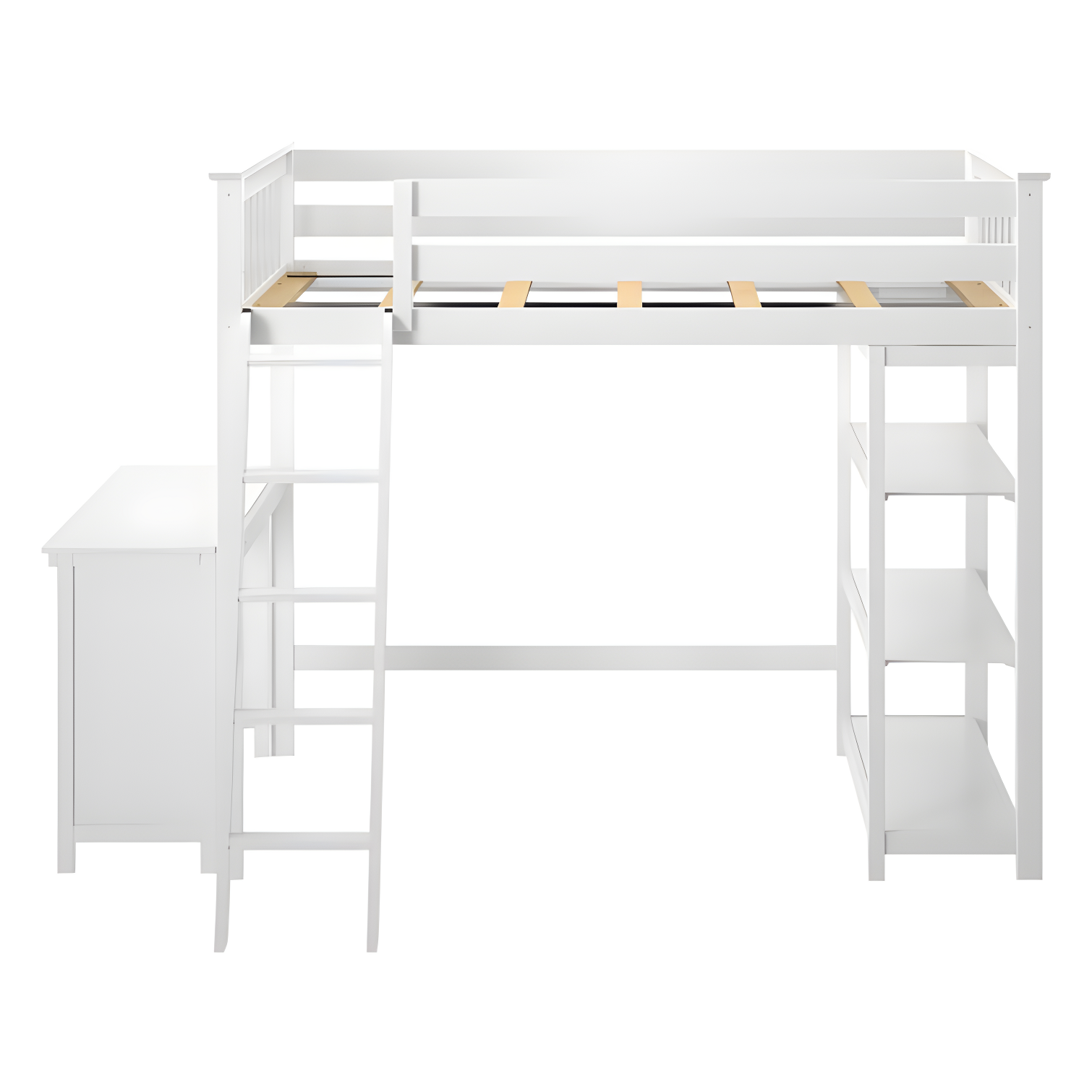 Forbes Twin Pine Loft Bed with Shelves