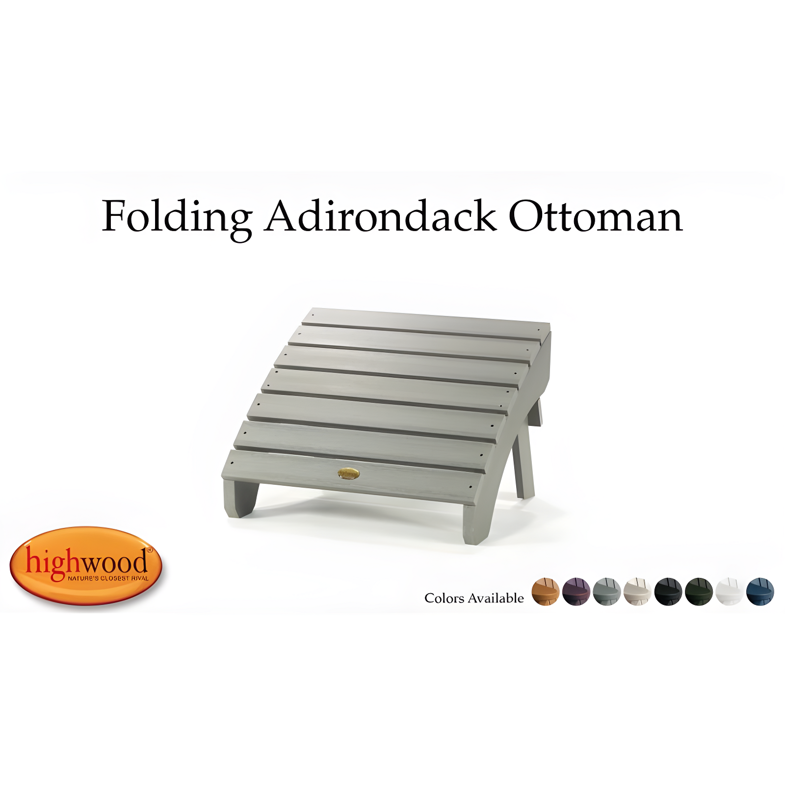 Folding Adirondack Patio Ottoman Nantucket Blue - highwood: Weather-Resistant Poly Lumber, Stainless Steel Hardware