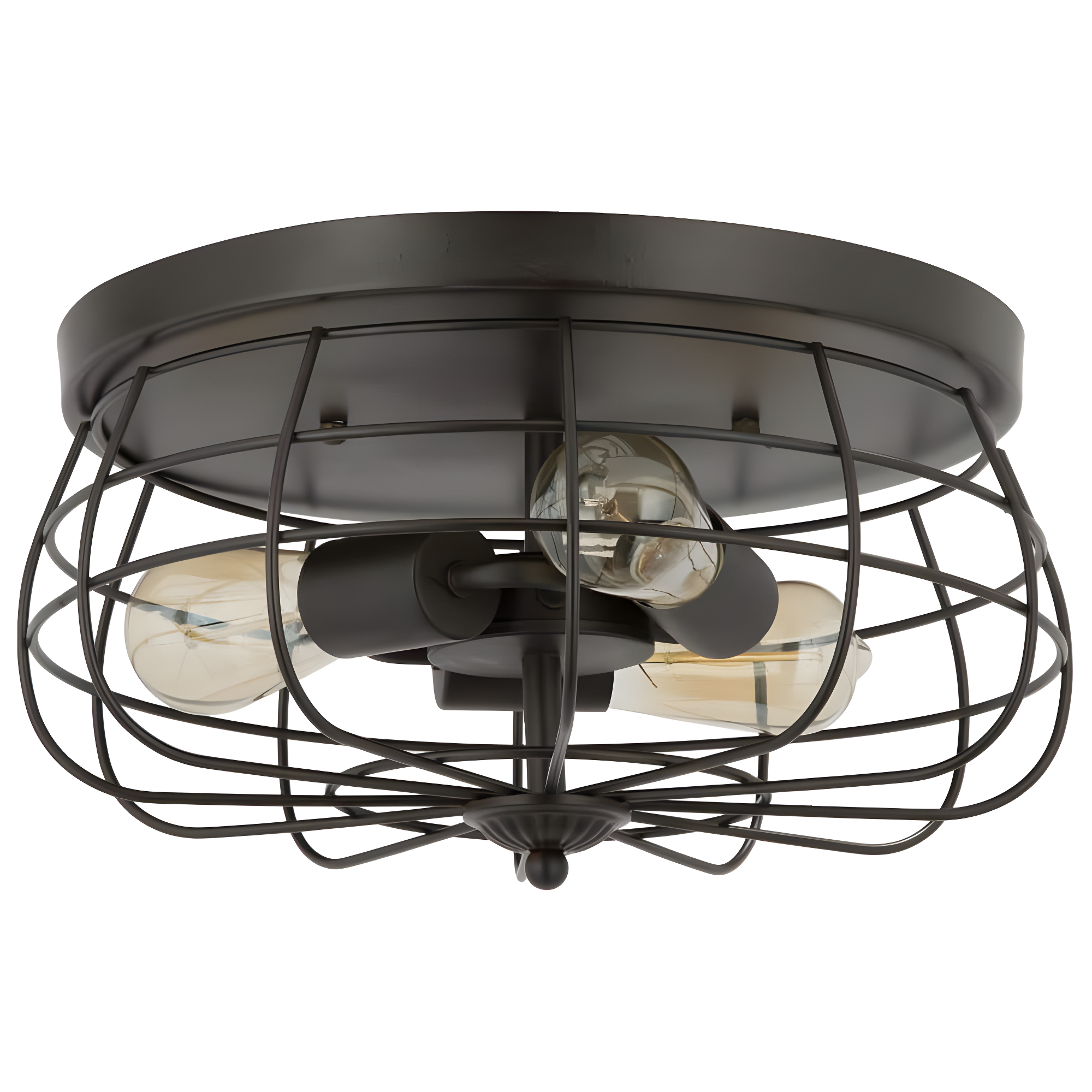 VONLUCE Flush Mount Ceiling Lights, 2-Light Hallway Ceiling Lighting Fixtures, 11 inch Farmhouse Metal Cage Ceiling Lights for Entryway Kitchen, Adjustable Lamp Holders, ETL, 2 pcs, Oil-Rubbed Bronze
