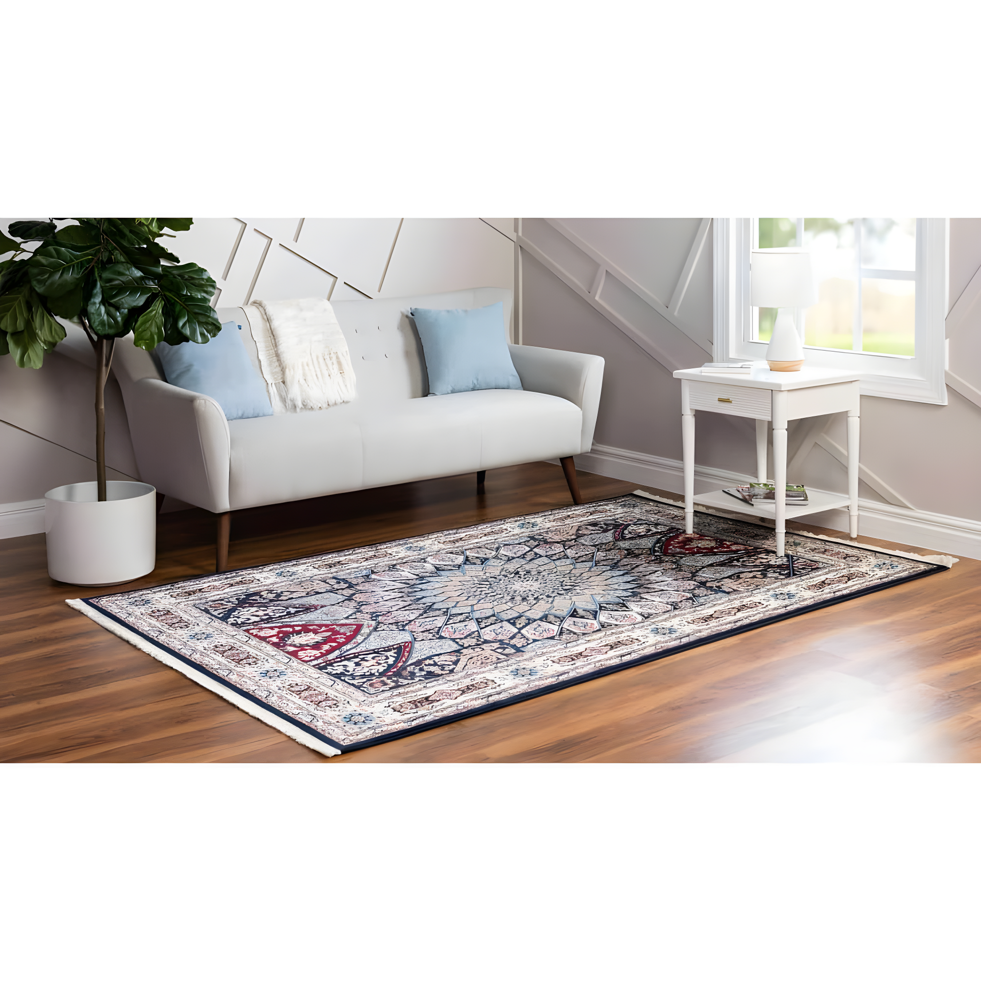 Unique Loom Narenj Collection Area Rug - Adams (5' 1" x 8' Rectangle Navy Blue/Beige)