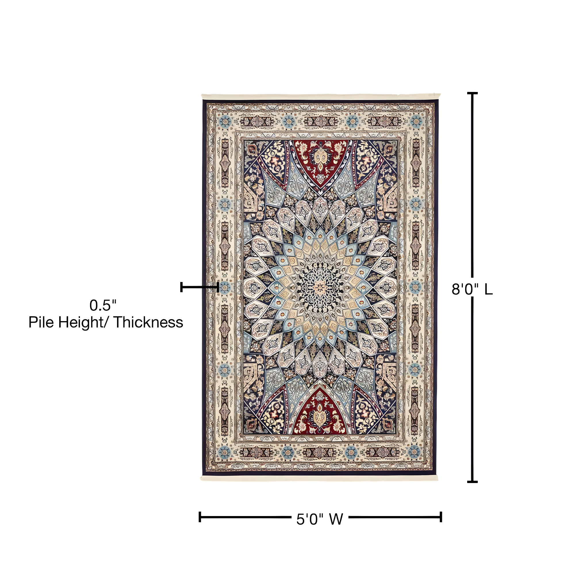 Unique Loom Narenj Collection Area Rug - Adams (5' 1" x 8' Rectangle Navy Blue/Beige)