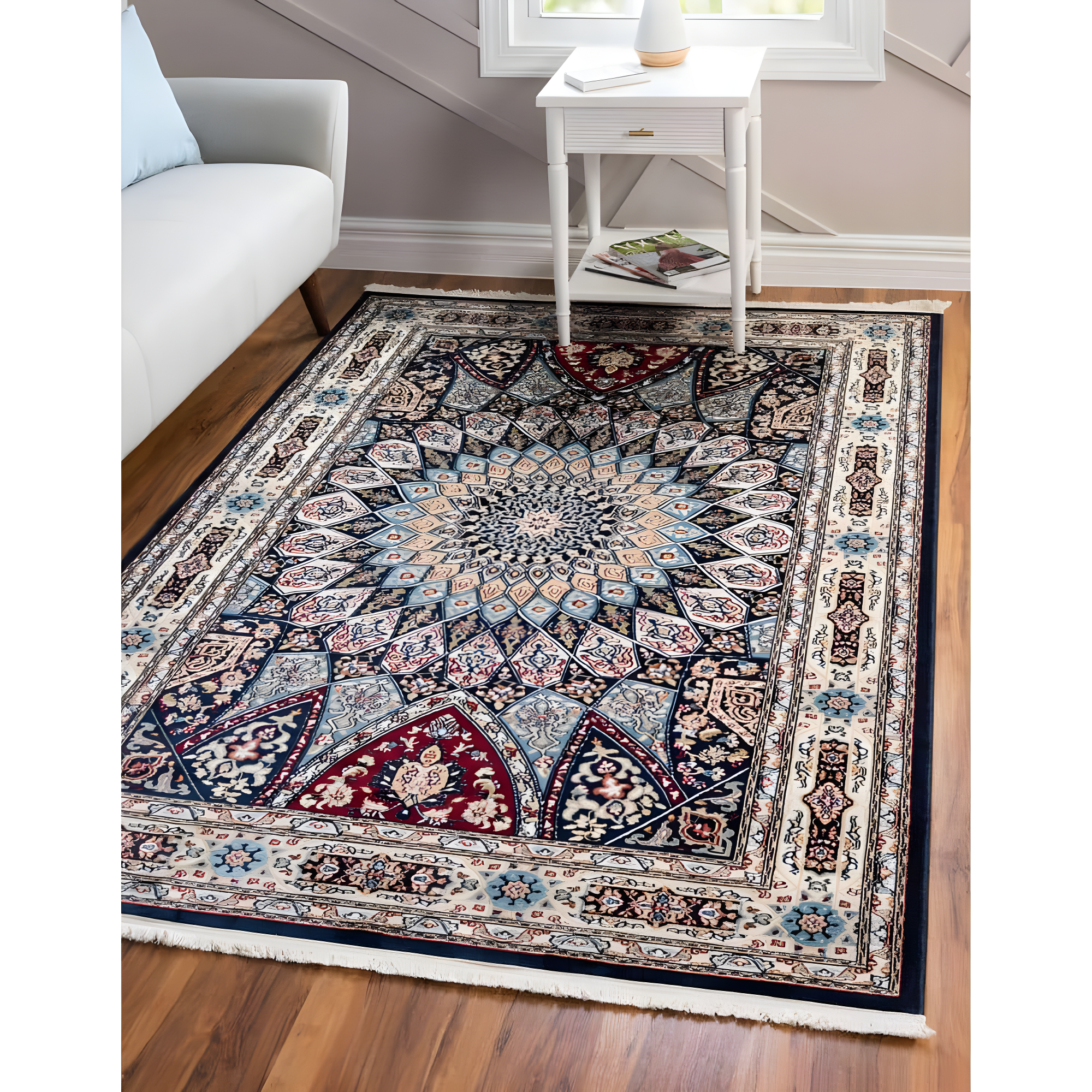 Unique Loom Narenj Collection Area Rug - Adams (5' 1" x 8' Rectangle Navy Blue/Beige)