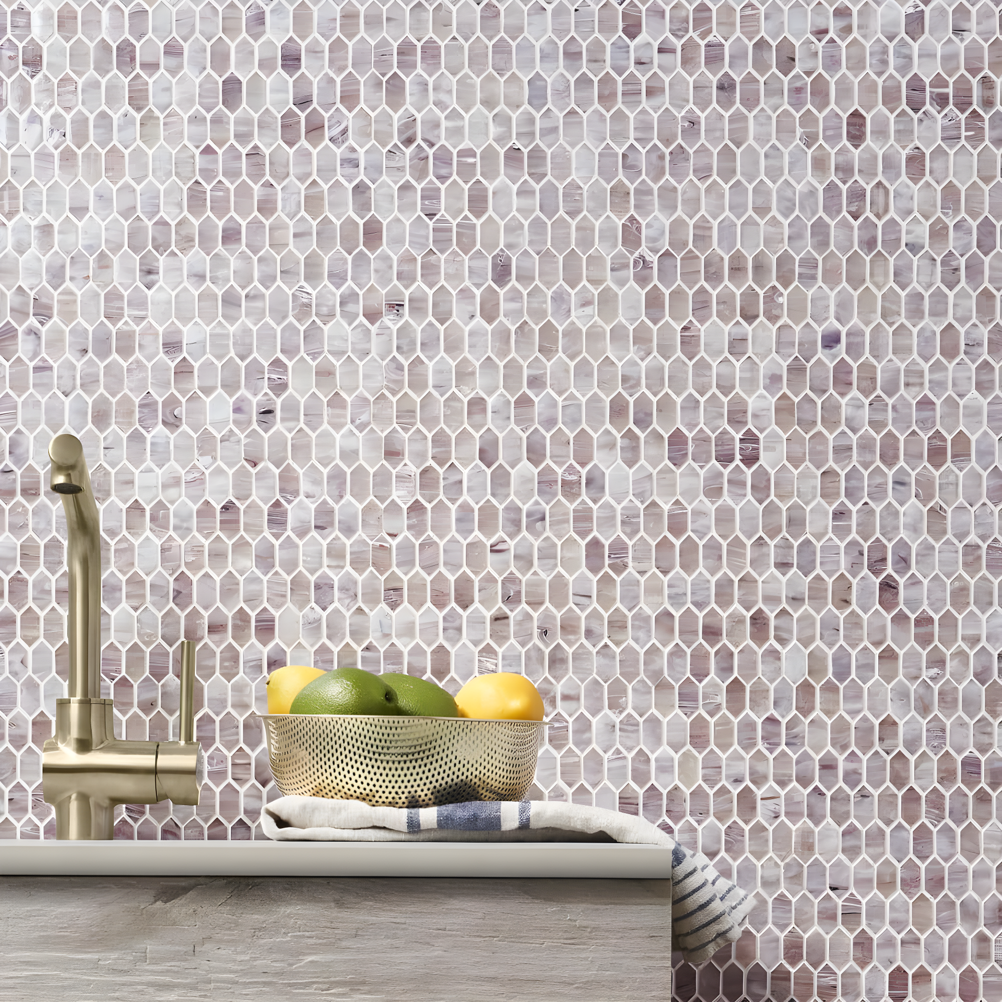 Whisper 11.61" x 11.73" Polished Mini Picket Glass Mosaic Wall Tile (0.94 Sq. Ft. / each)