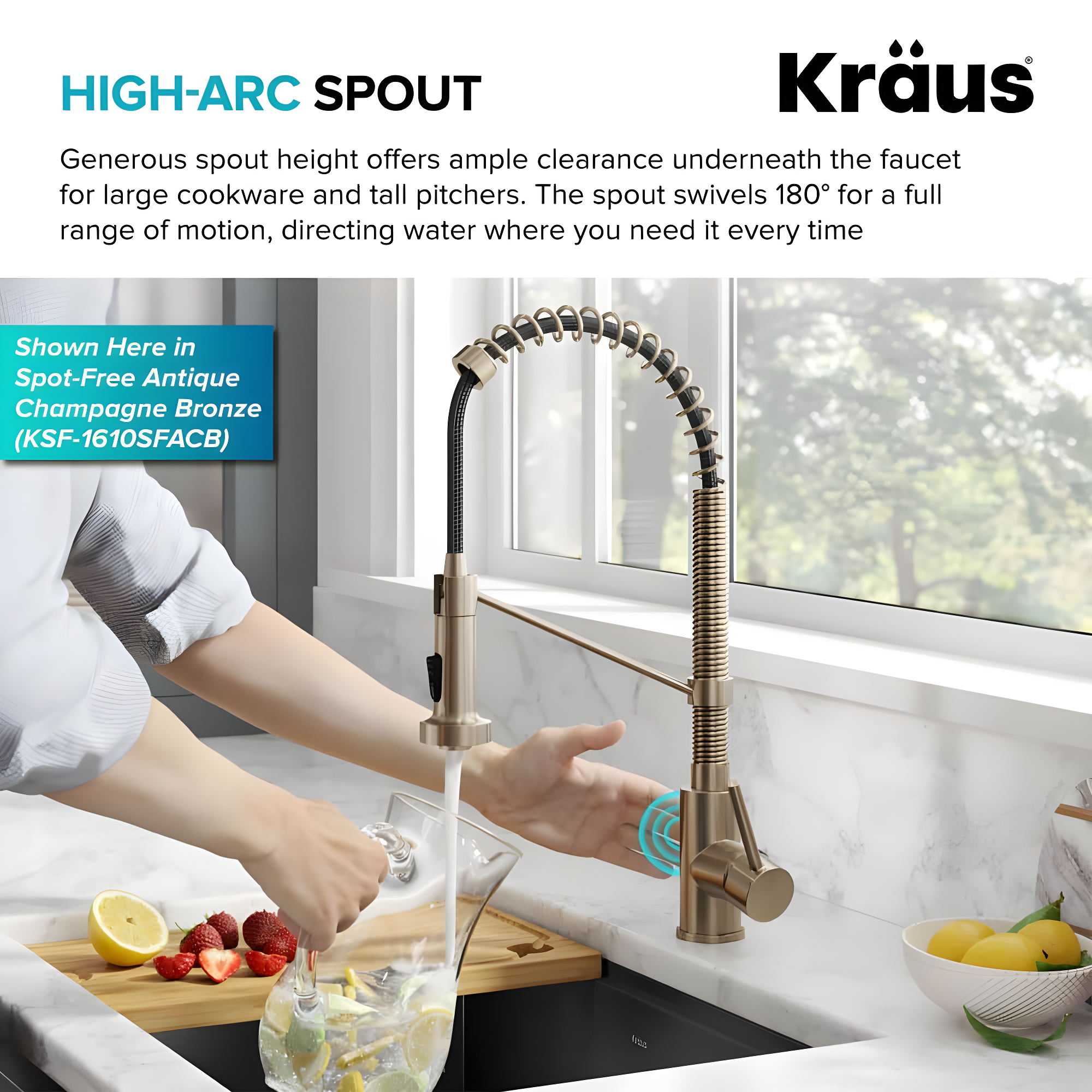 Kraus Bolden Touchless Sensor Commercial Style 2-Function Single Handle Pull-Down Kitchen Faucet
