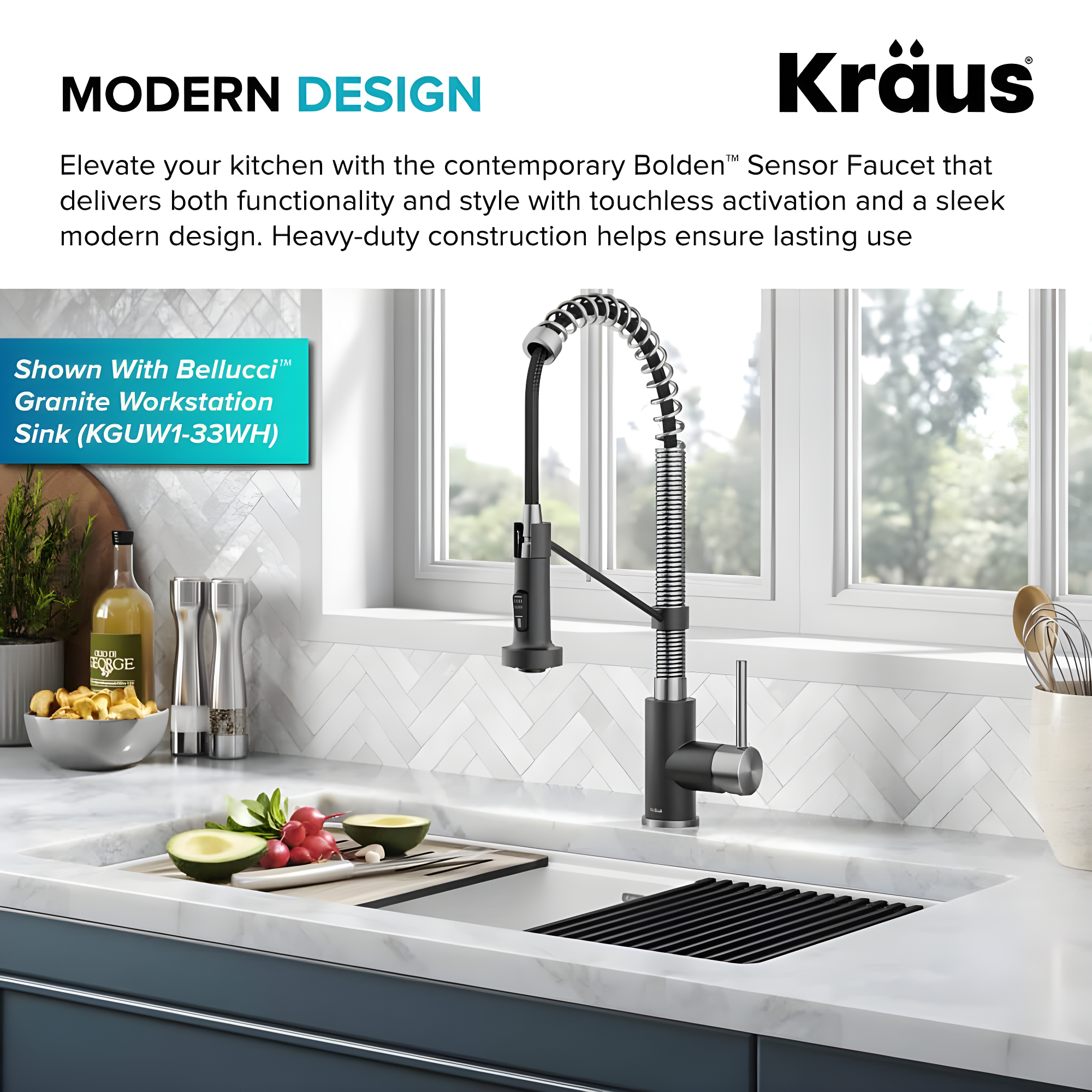 Kraus Bolden Touchless Sensor Commercial Style 2-Function Single Handle Pull-Down Kitchen Faucet