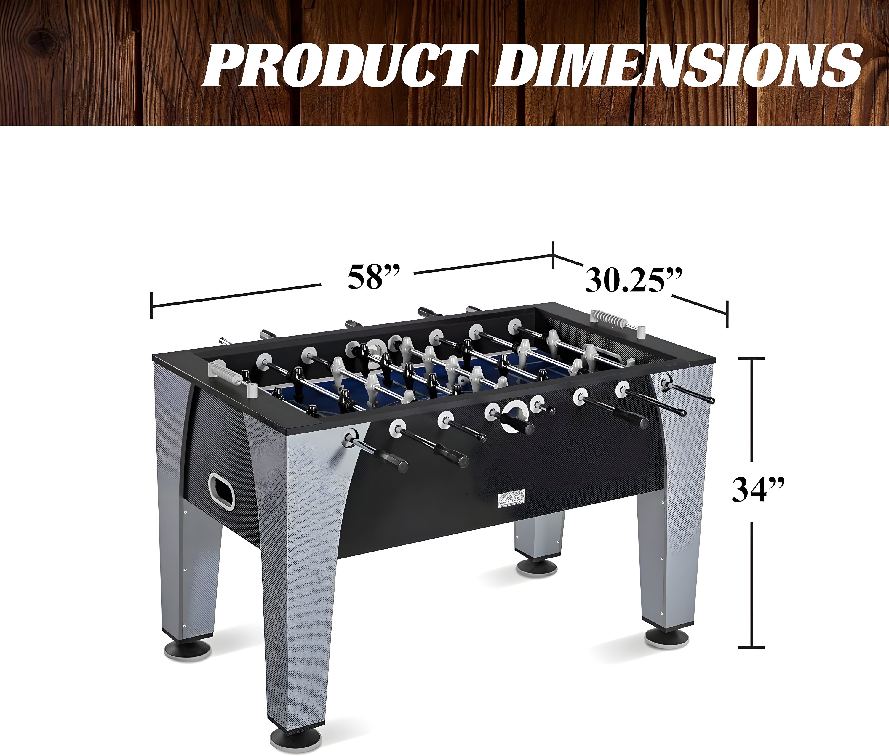 Barrington Billiards Company Barrington Billiards 58” Irvine Foosball Table, with Tabletop Sports Soccer Balls