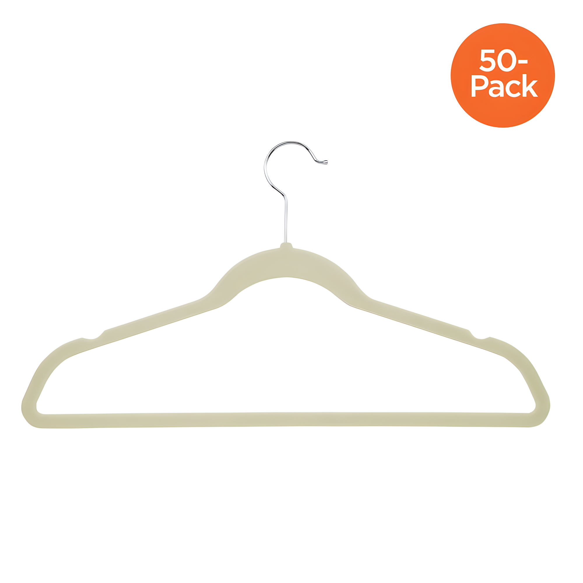 Honey-Can-Do Velvet Slim Non-Slip Adult Suit Hanger, Off-White (Pack of 50)