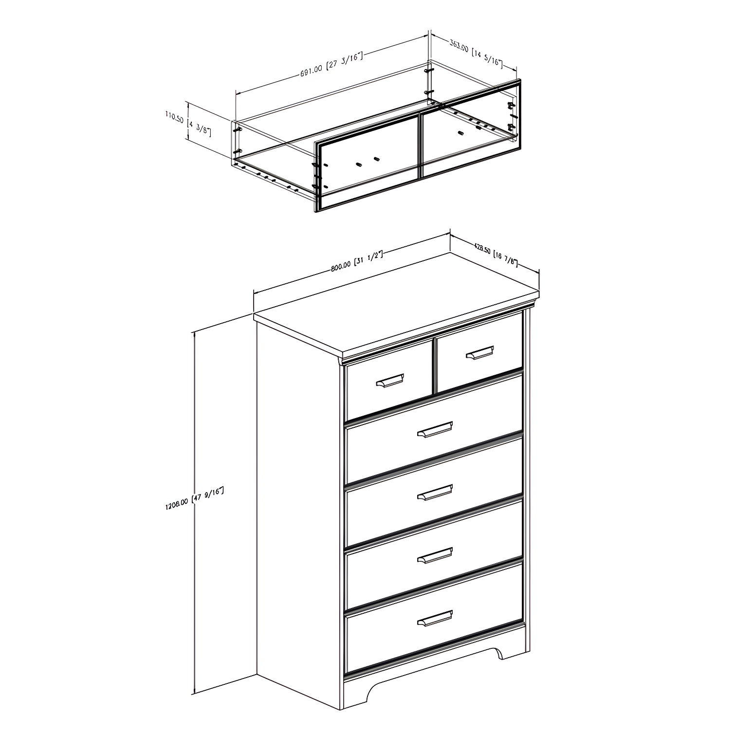 Versa 5 Drawer Chest
