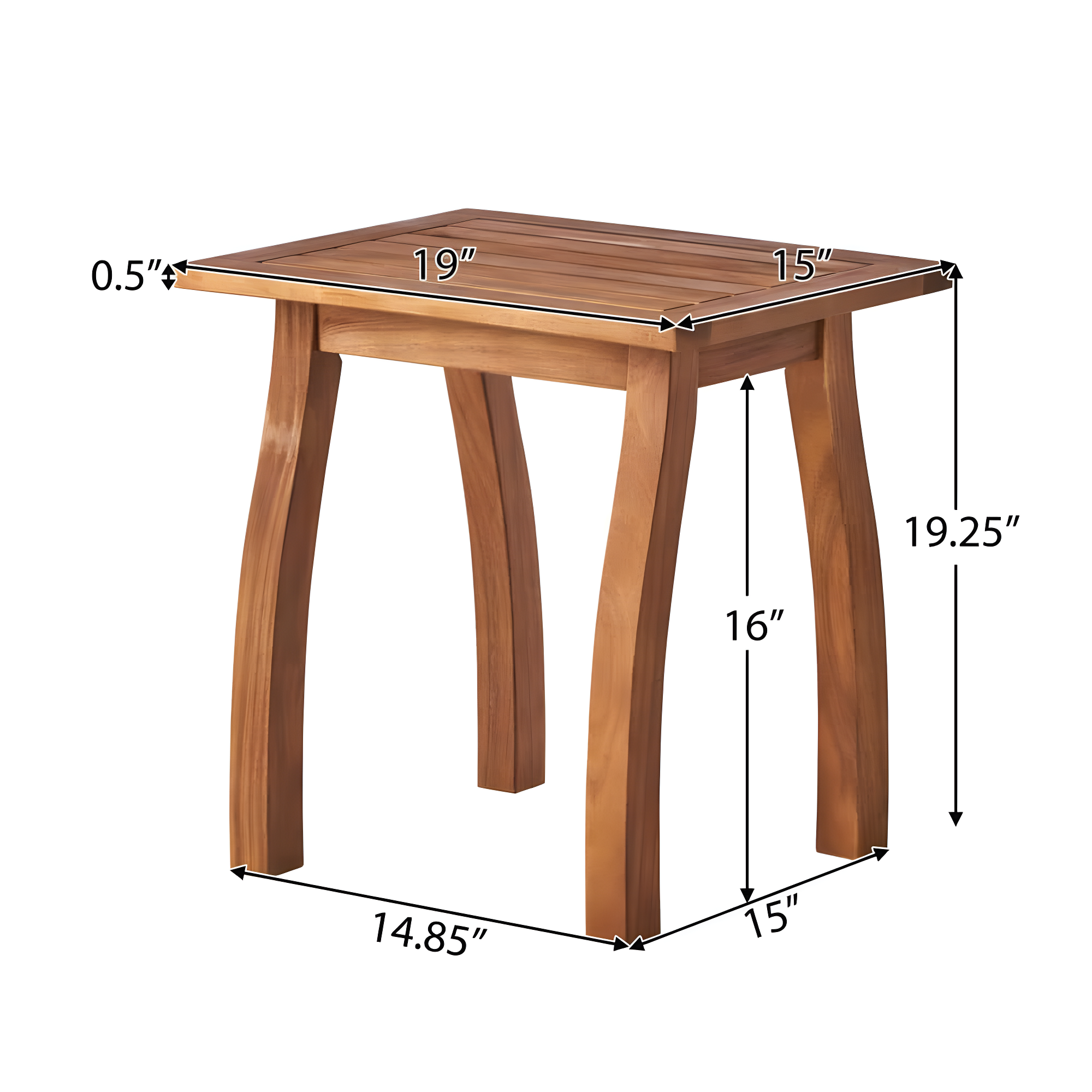 Noble House Selma Outdoor Slatted Acacia Wood Accent Table in Teak Brown