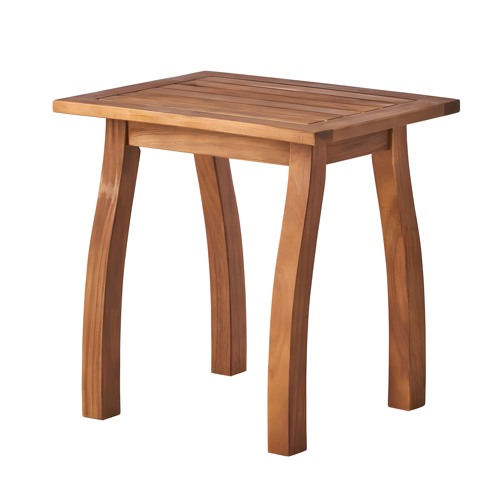 Noble House Selma Outdoor Slatted Acacia Wood Accent Table in Teak Brown