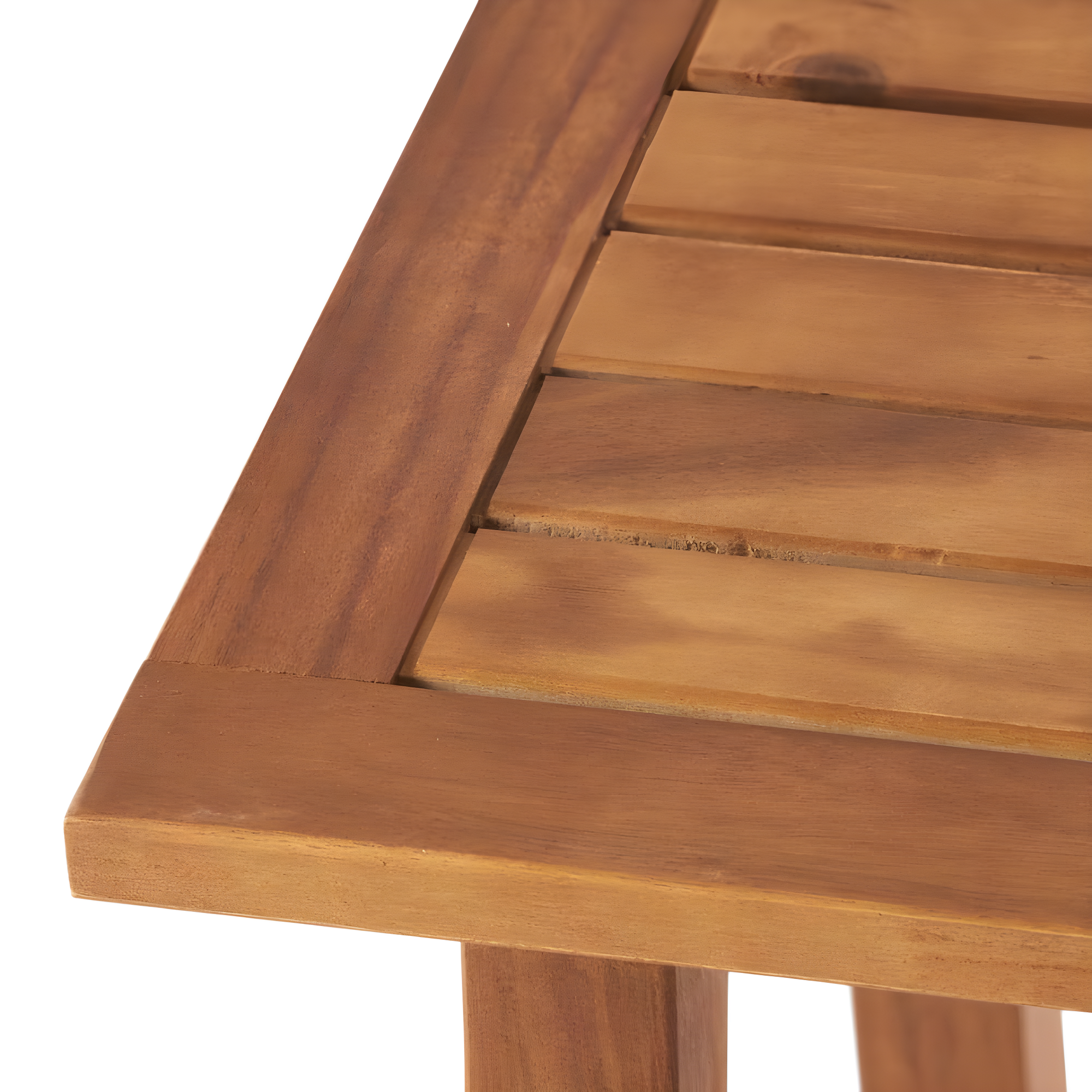 Noble House Selma Outdoor Slatted Acacia Wood Accent Table in Teak Brown