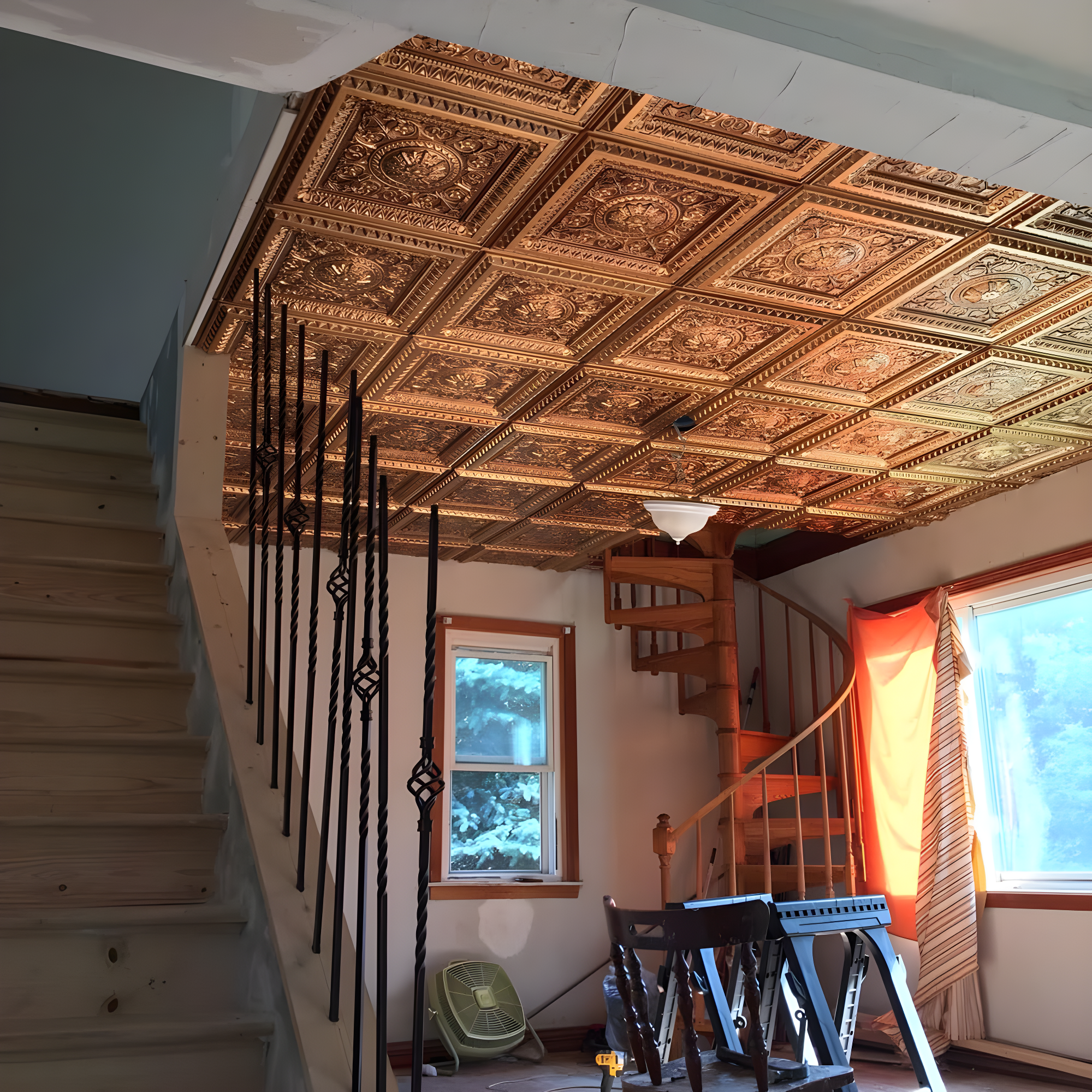 Marseille 24'' W Textured PVC Drop-In Ceiling Tile In Antique Gold