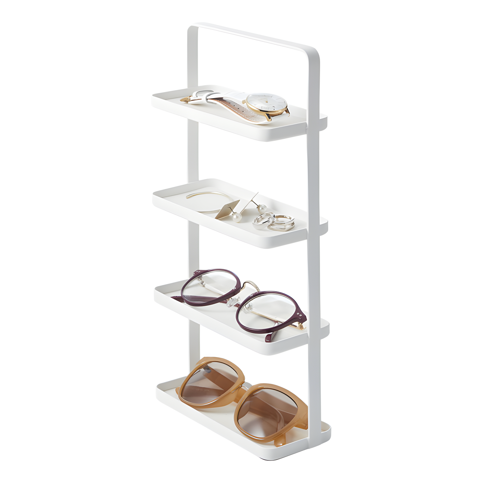 Tower Yamazaki Home 4-Tier Accessory Tray, Jewelry Holder & Storage Organizer, Steel, Handle