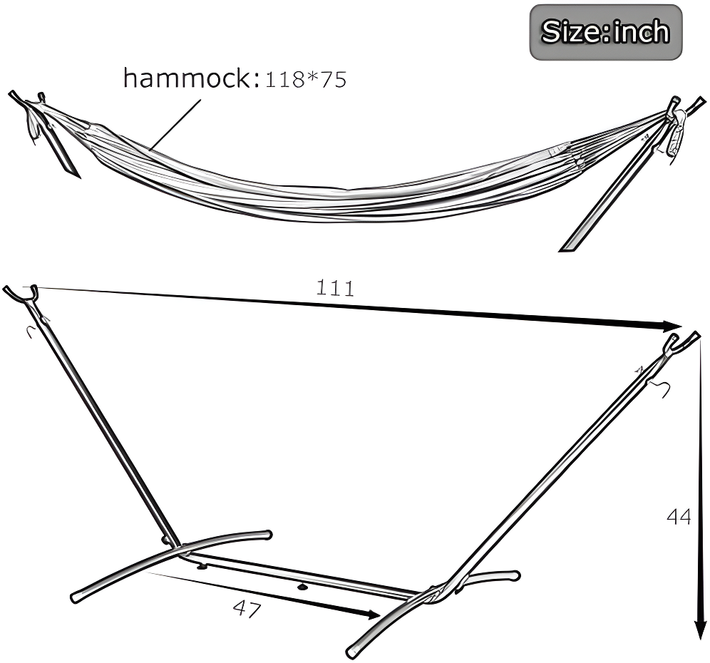 SUNDAN Two Person Hammock Adjustable Hammock Bed with Space Saving Steel Stand Portable Carrying Case Easy Set Up Indoor Hammock Standing Hammock for Outside Hammock Stand Portable