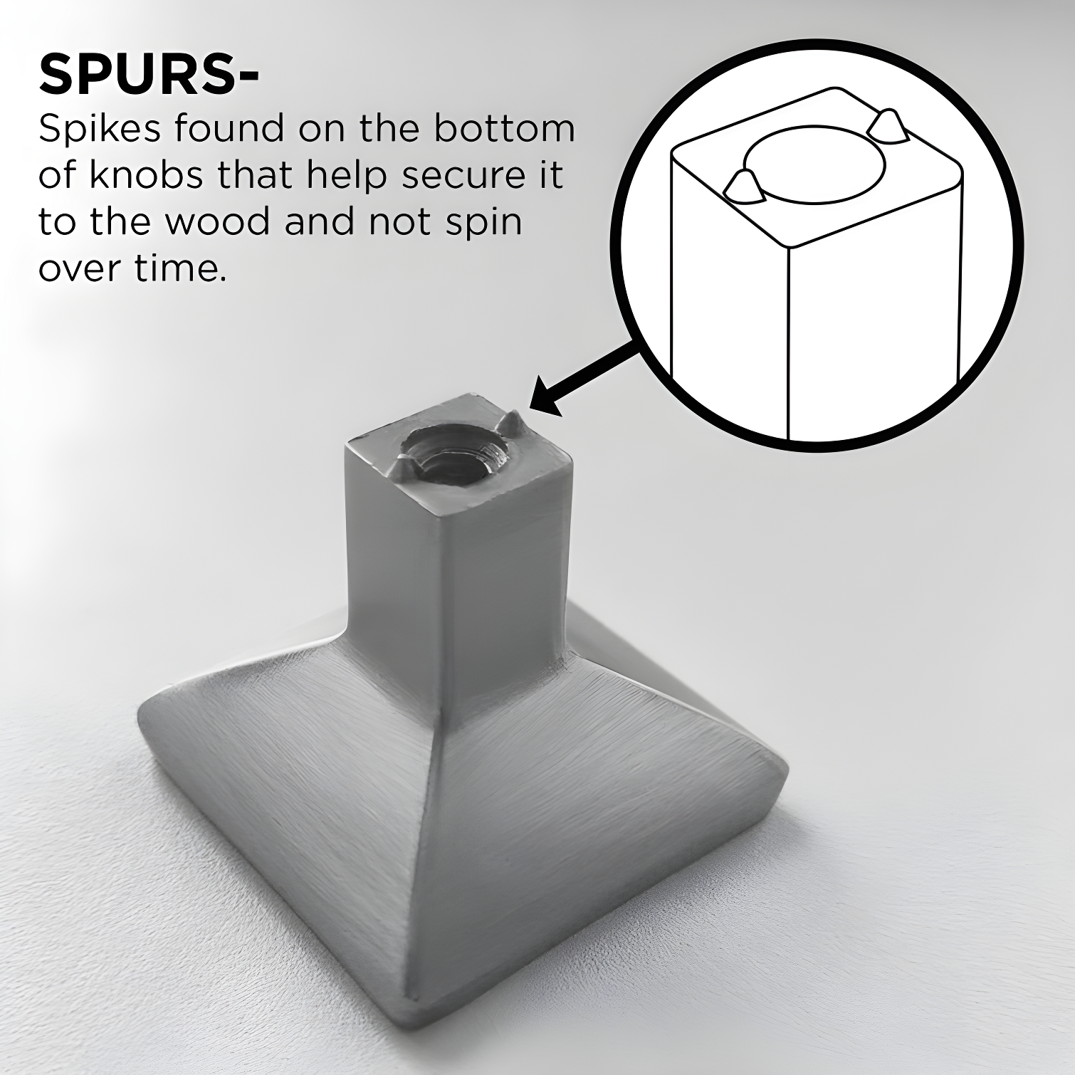 Skylight 1 1/4" Length Square Knob