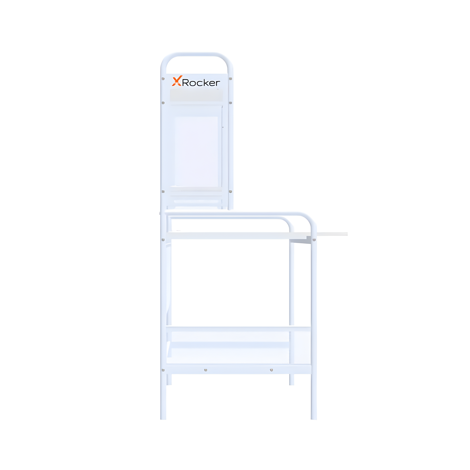 X Rocker iCarus Mesh Gaming Desk with Wood Desktop White: Steel Frame, Open Storage Shelf
