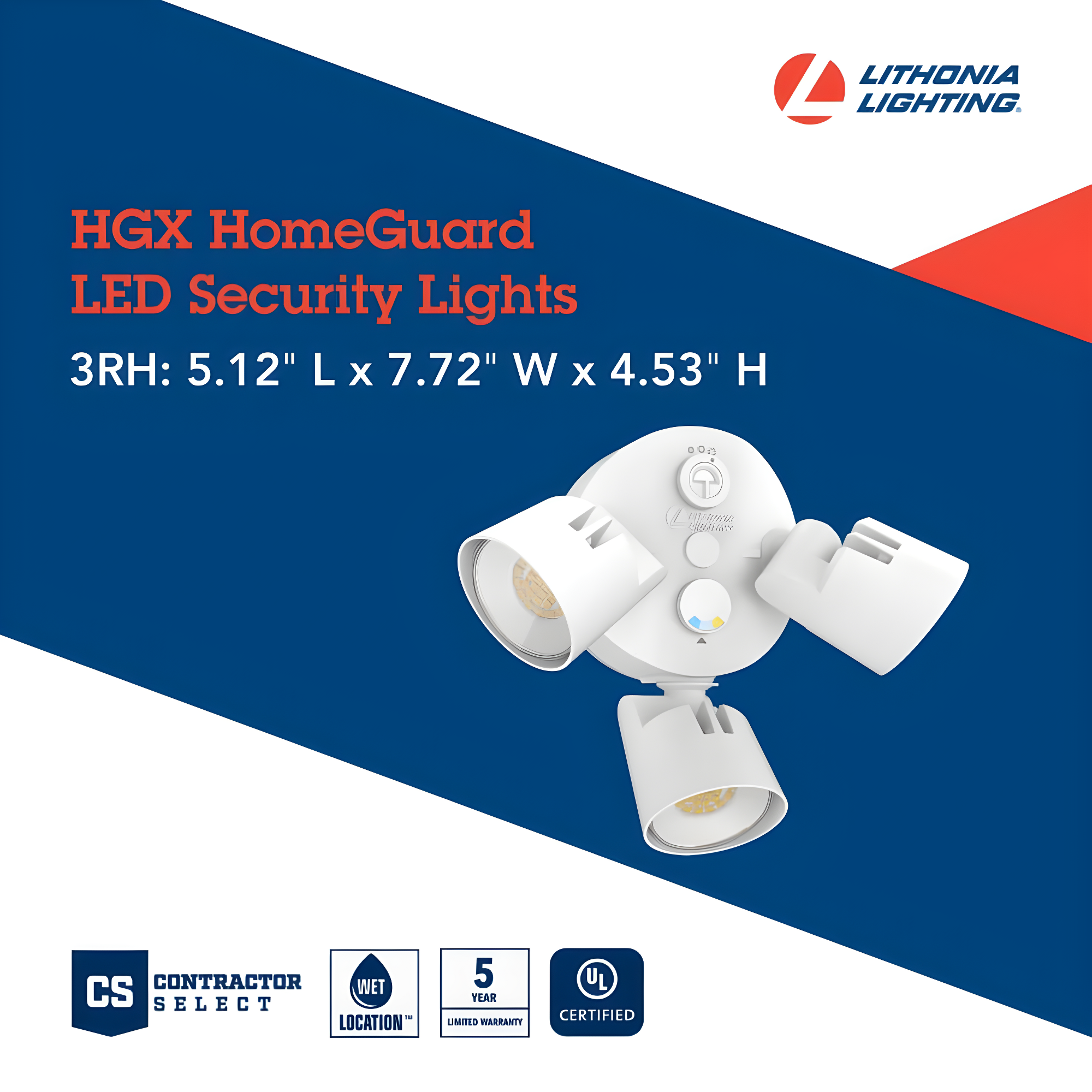 Lithonia Lighting 2 - Head Hardwired Dusk to Dawn Outdoor Security Flood Light with Motion Sensor