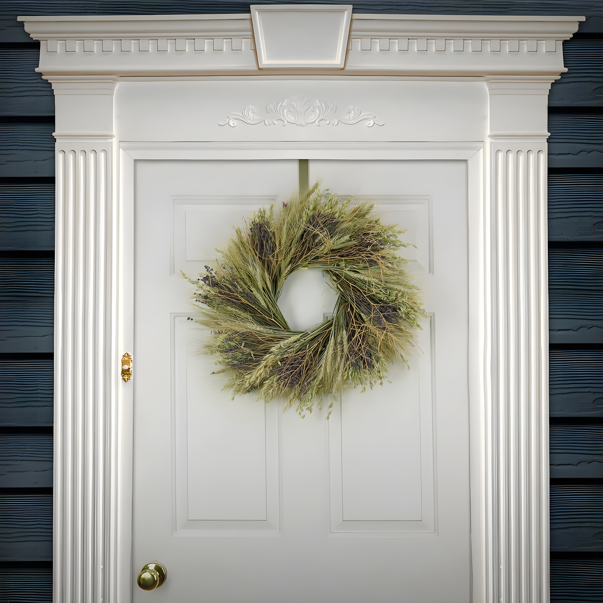 22" Artificial Wheat Stalks Spring Wreath with Lavender and Leafy Greens - National Tree Company