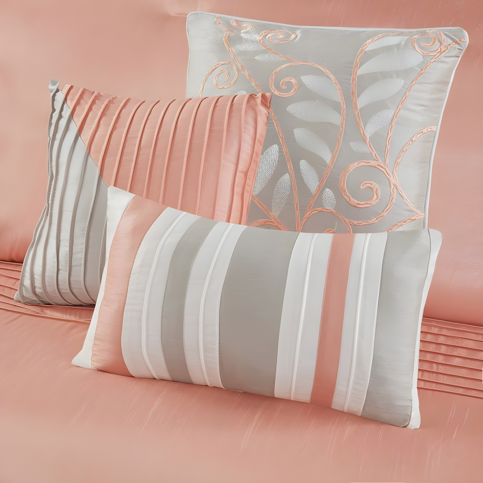 Madison Park Amherst 7 Piece Striped and Pleated Comforter Set