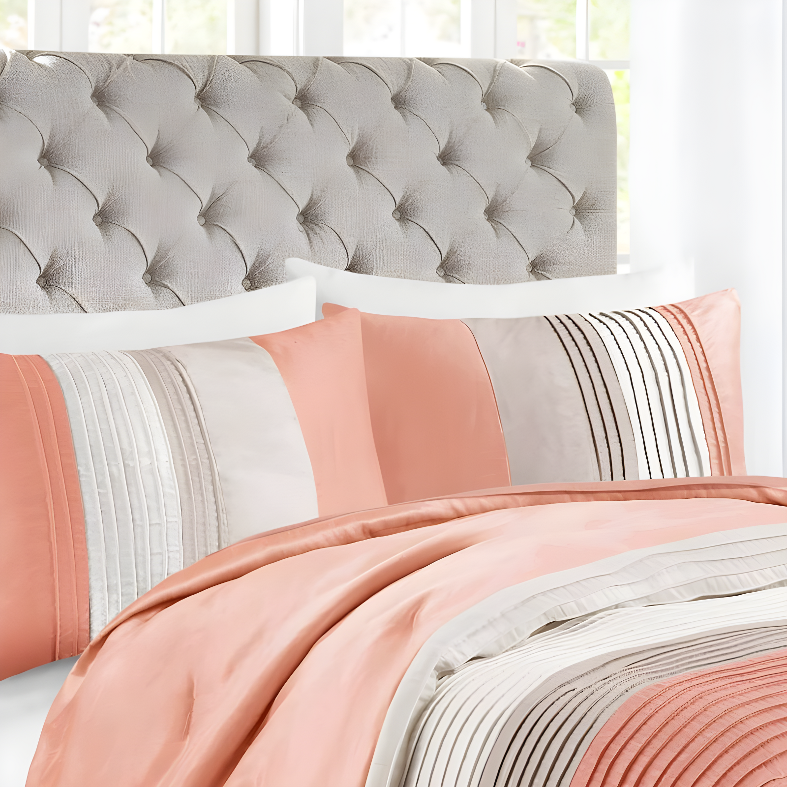 Madison Park Amherst 7 Piece Striped and Pleated Comforter Set