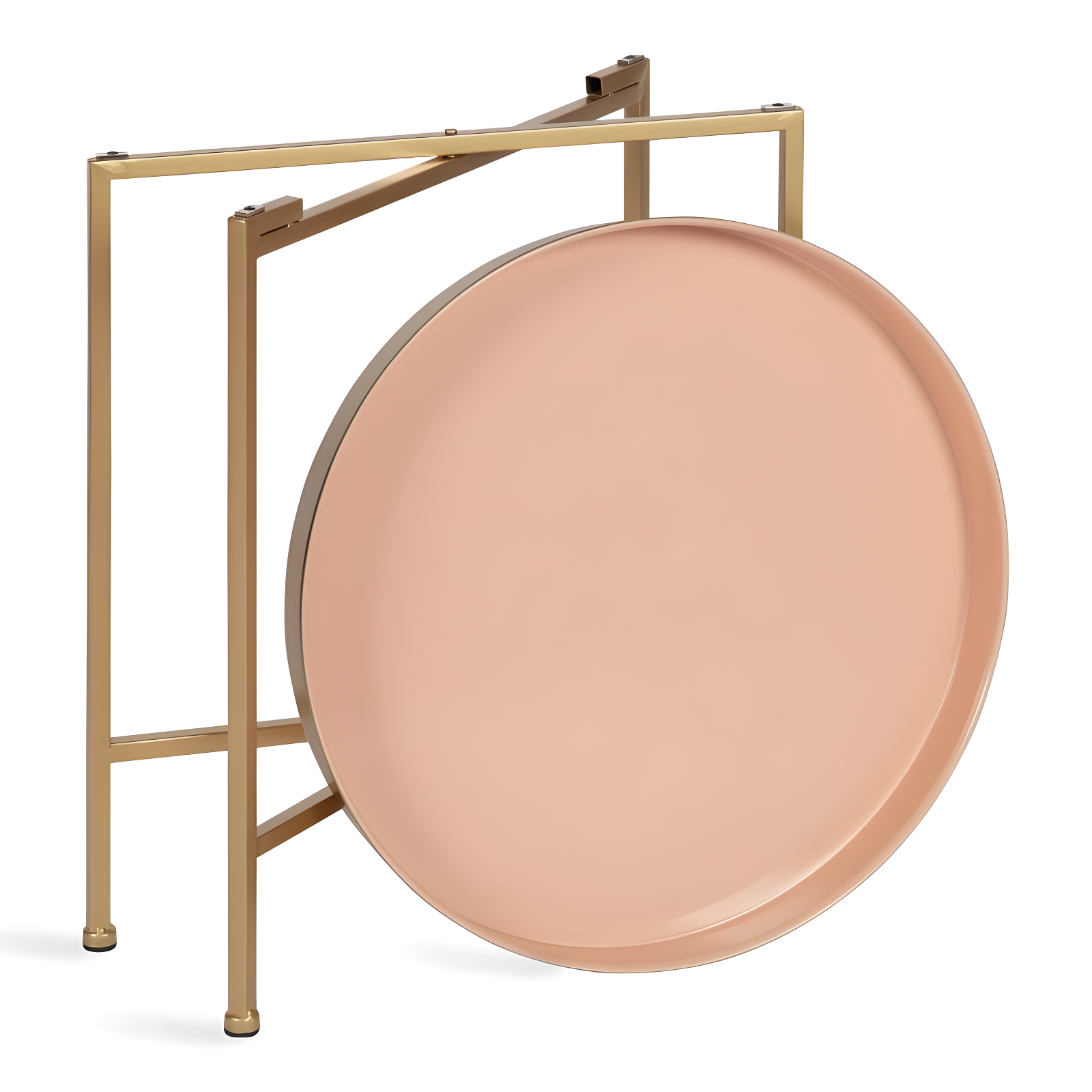 Kate and Laurel Celia Round Metal Side Table, 18.25x18.25x22, Pink and Gold