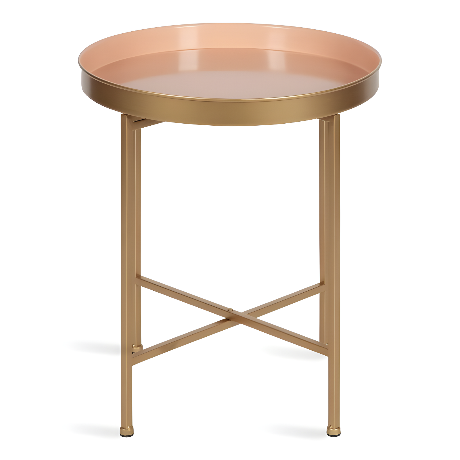 Kate and Laurel Celia Round Metal Side Table, 18.25x18.25x22, Pink and Gold
