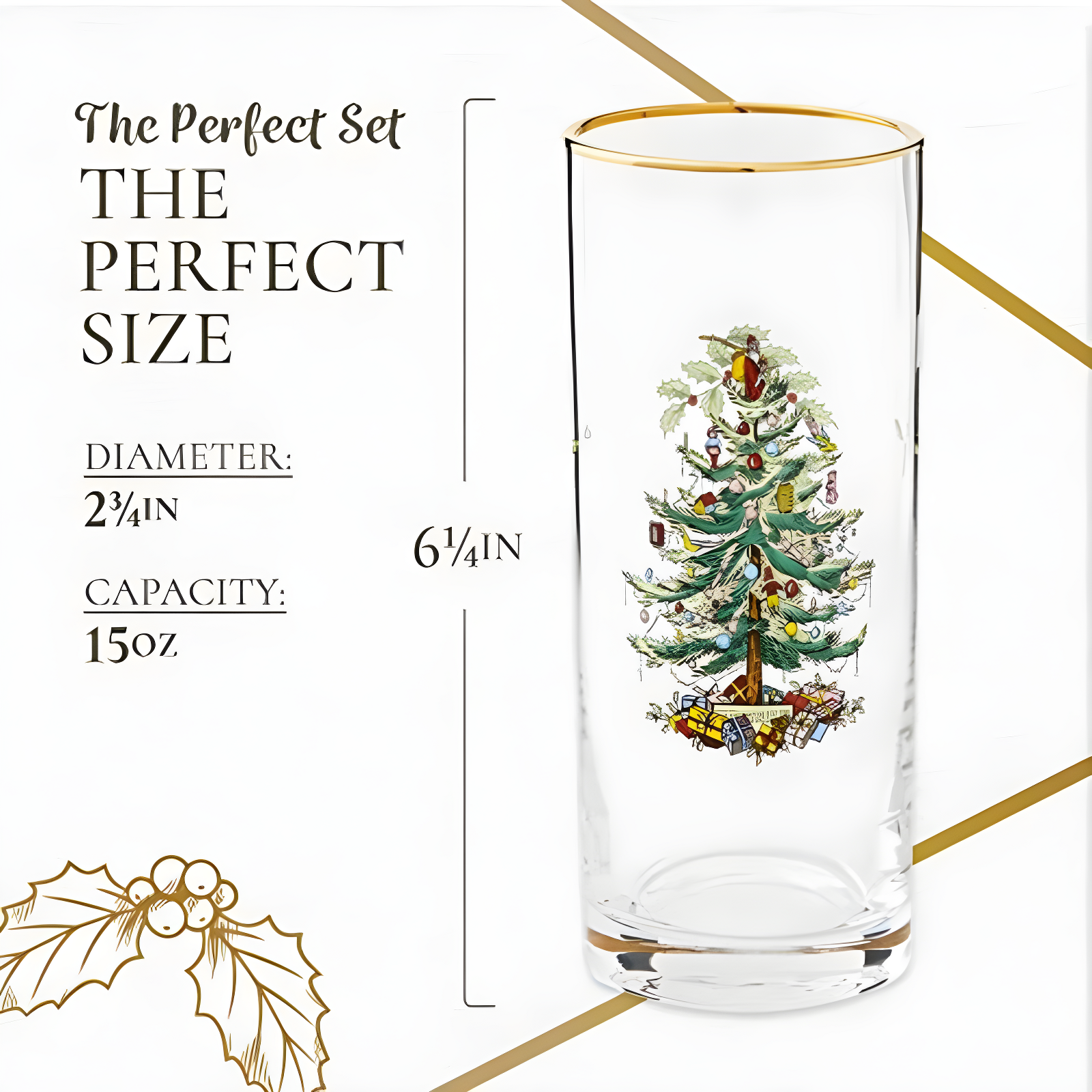 Spode Christmas Tree Highballs, Set of 4 - 15 oz.