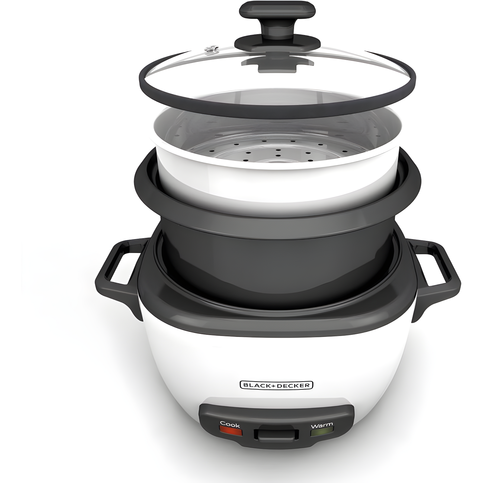BLACK+DECKER BLACK+DECKER, Rice Cooker, Uncooked Rice, Steaming Basket, Removable Non-Stick Bowl, One Touch