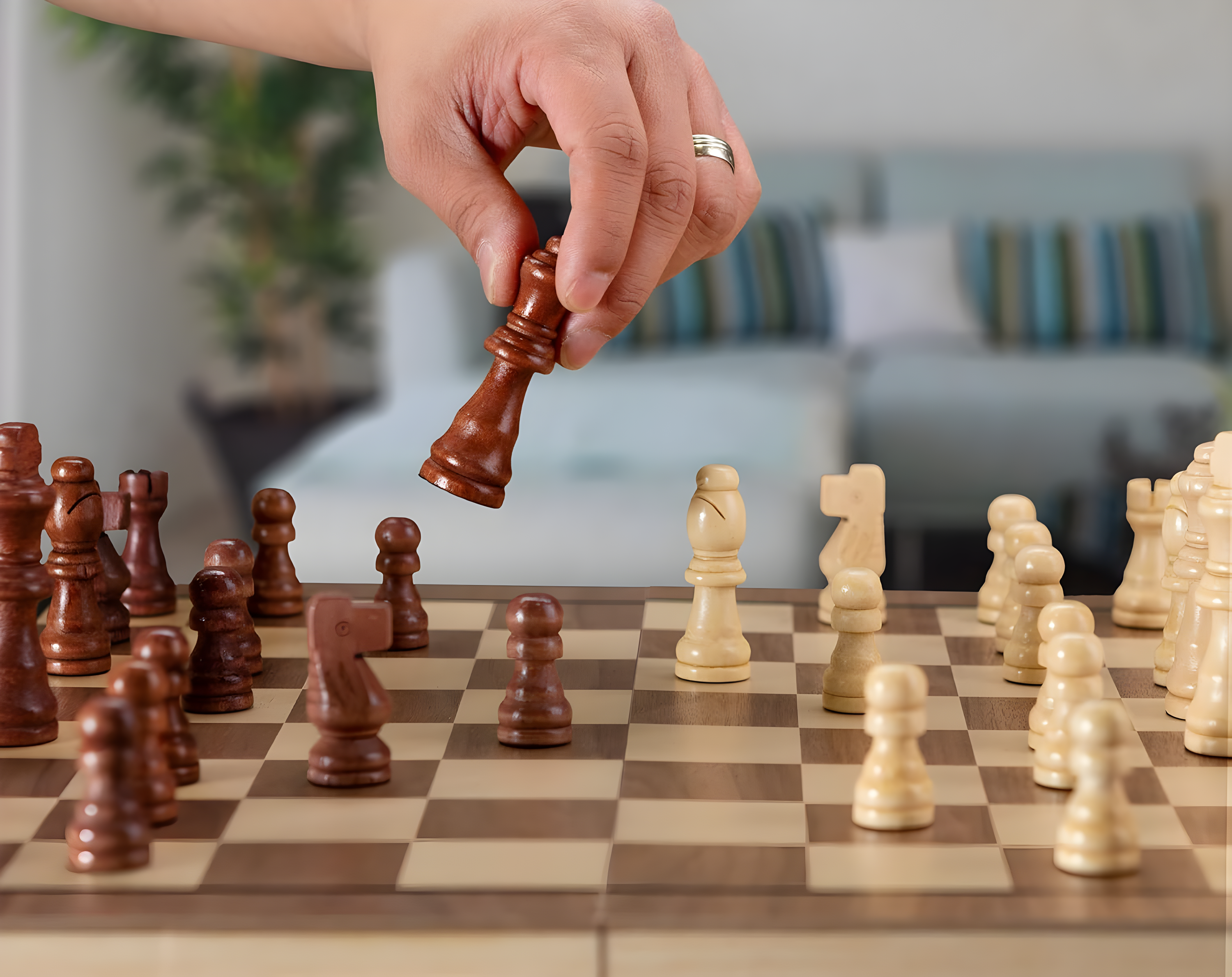 KiddiTouch 15 inch Magnetic Wooden Chess Set 2 in 1 Folding Chess Board Travel Chess Games for Adults and Kids