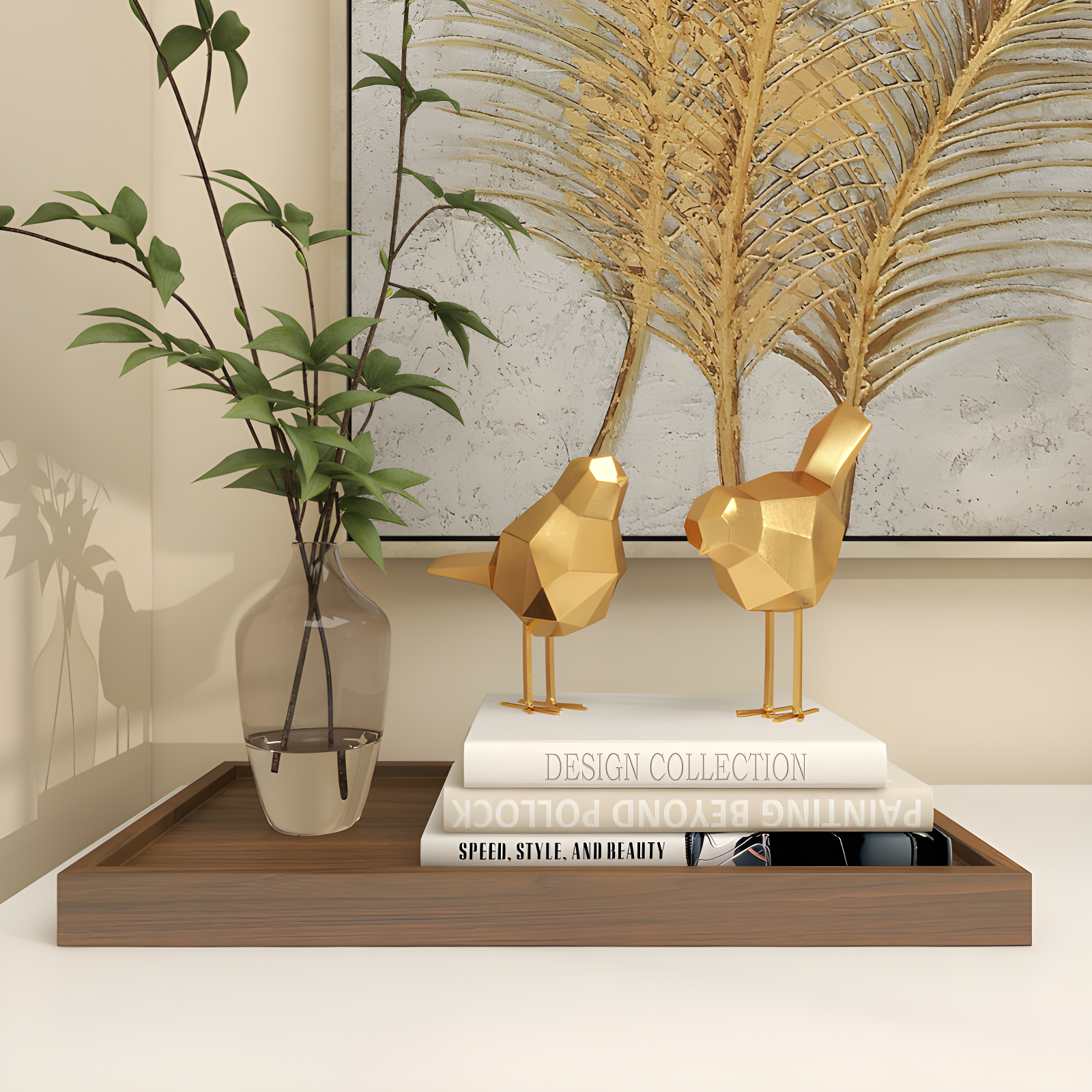 CosmoLiving by Cosmopolitan Polystone Bird Decorative Sculpture with Origami Accents