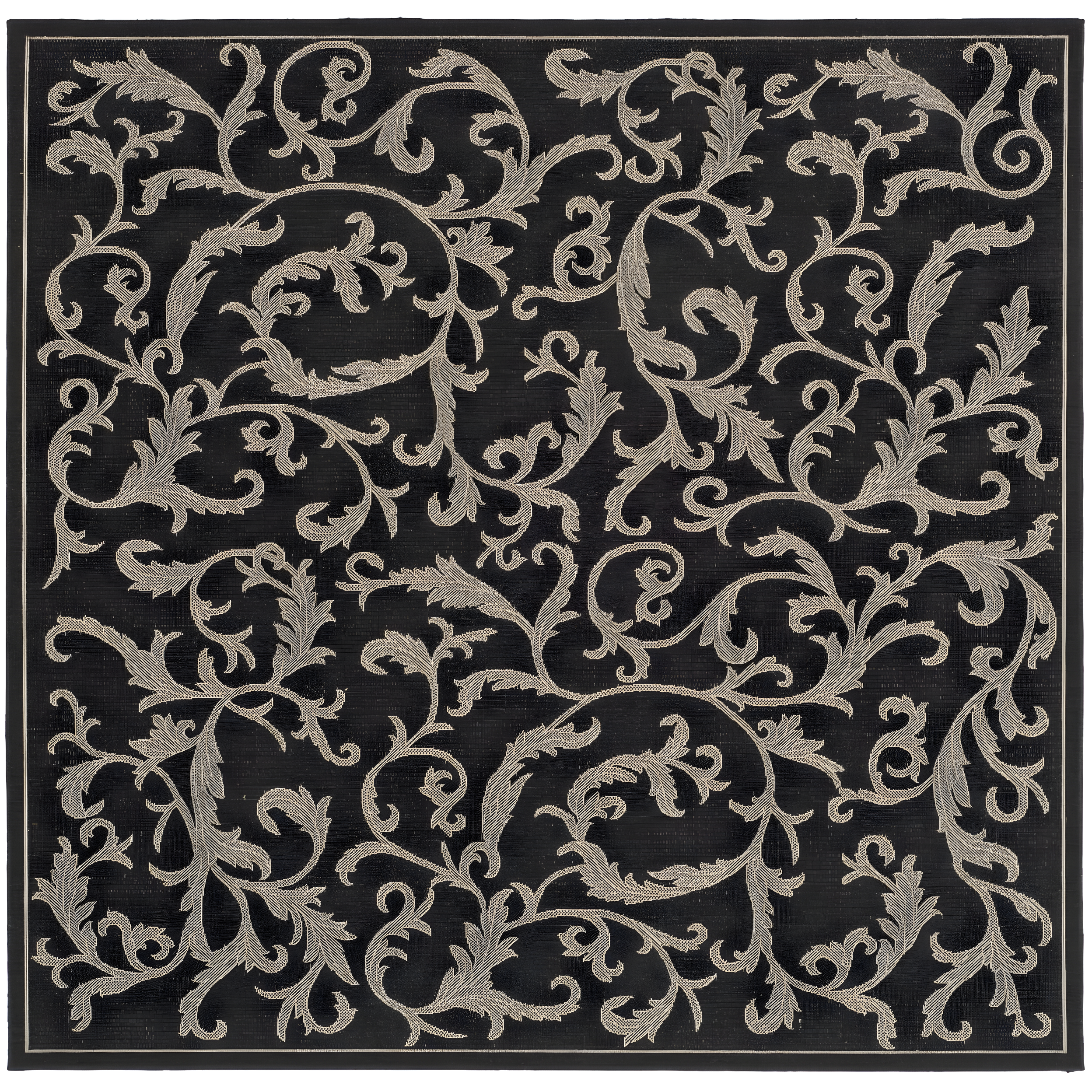 Courtyard CY2653 Power Loomed Indoor and Outdoor Area Rug - Black/Sand - 7'10"x7'10" - Safavieh