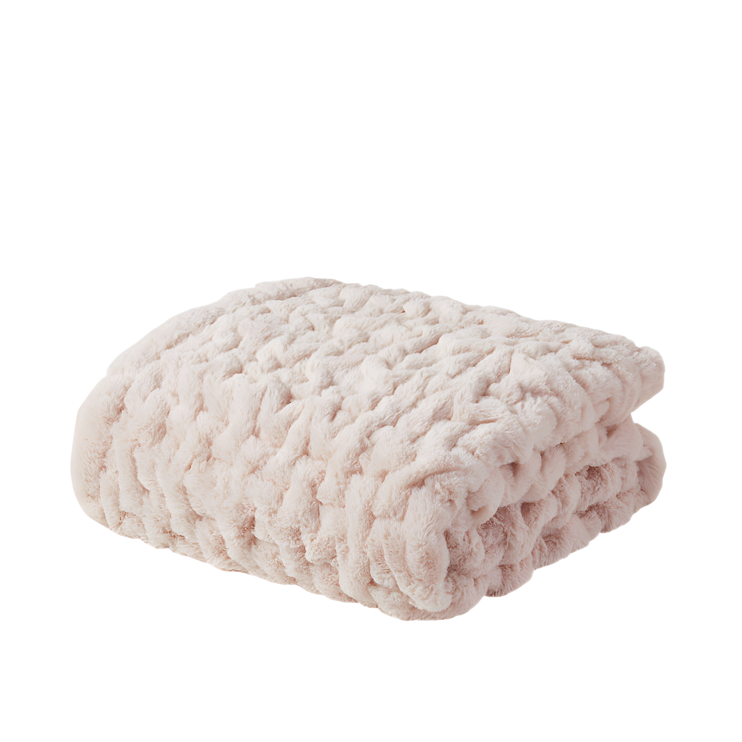 Madison Park Blush Ruched Fur Throw 50x60"
