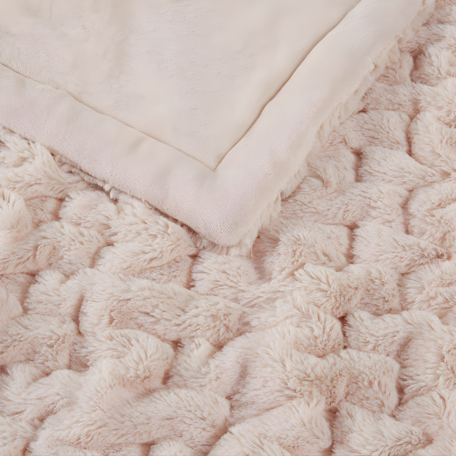Madison Park Blush Ruched Fur Throw 50x60"
